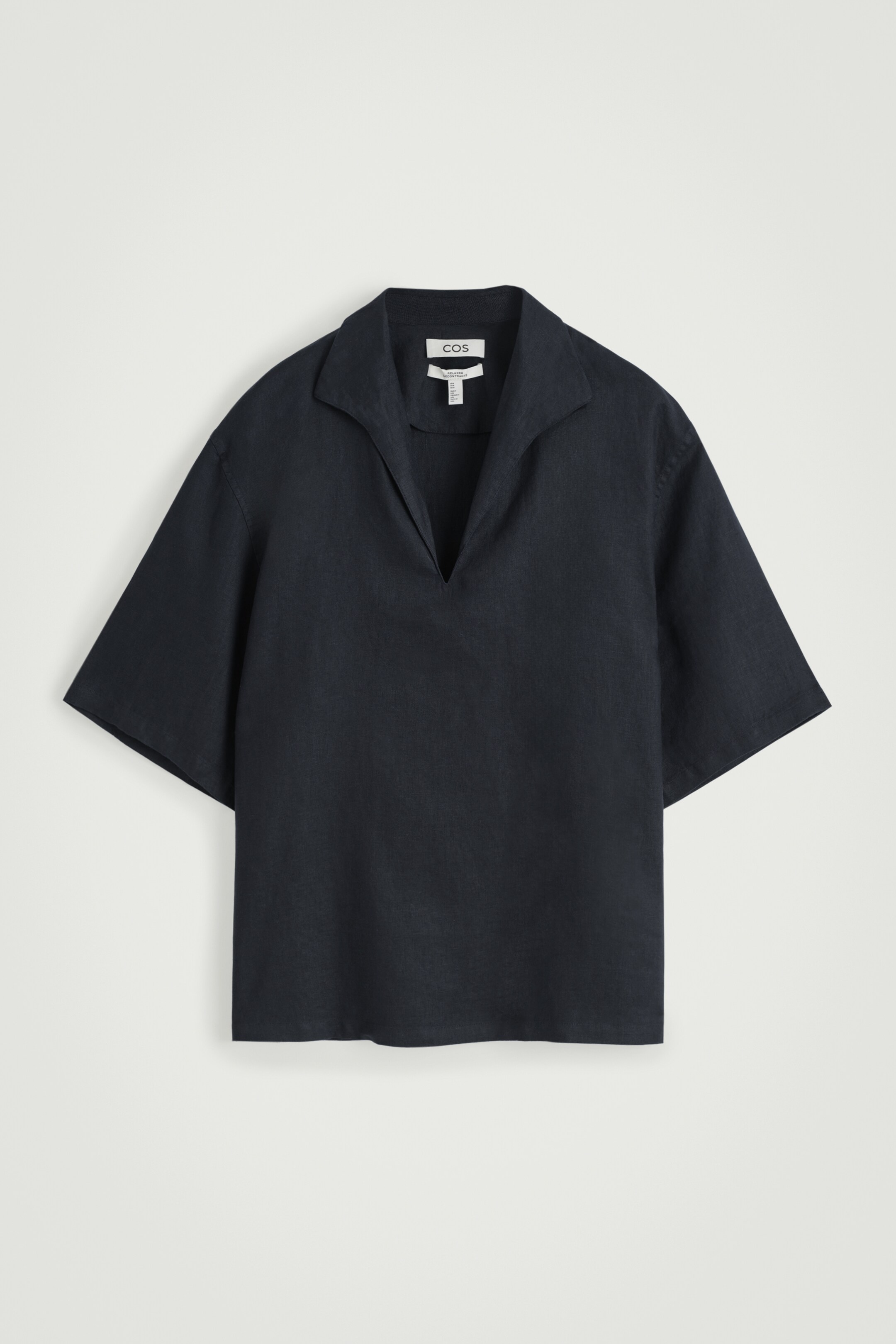 Ingrandisci l'immagine: OPEN-COLLAR LINEN SHIRT - NAVY - UOMO | H&M CH 6