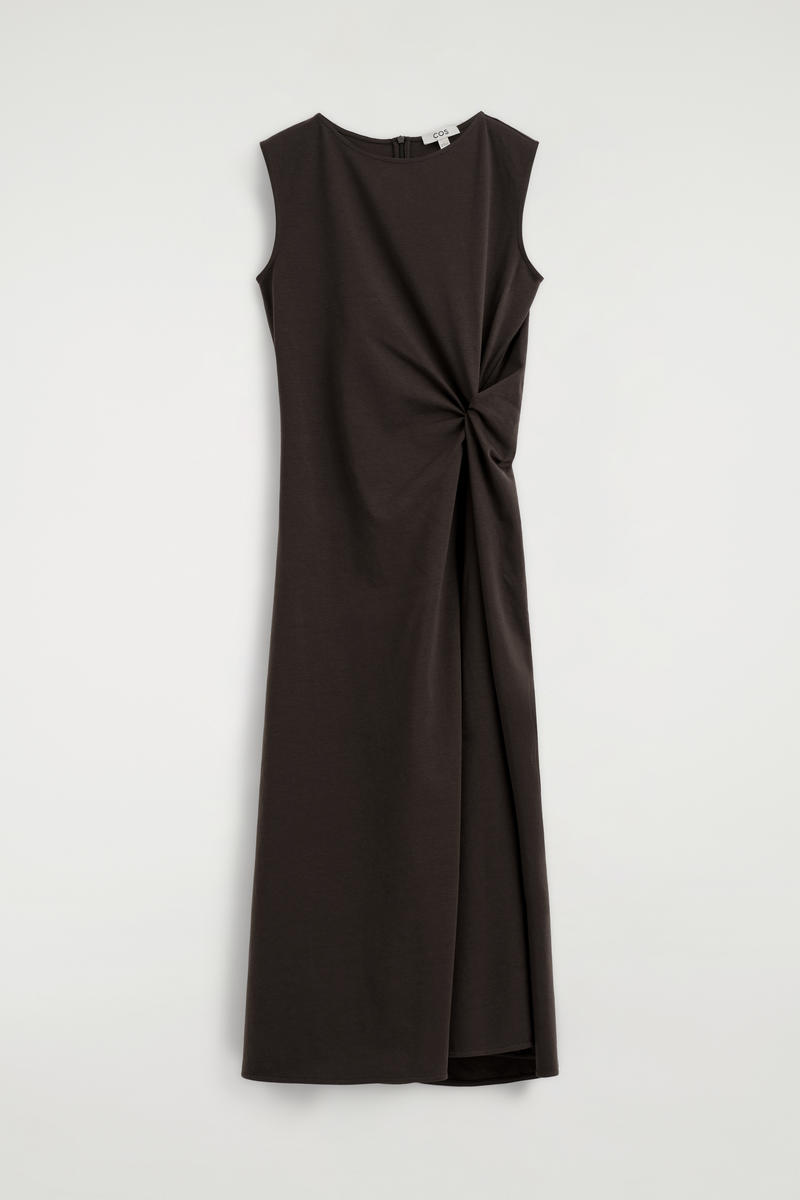 Twist-Detail Jersey Midi Dress