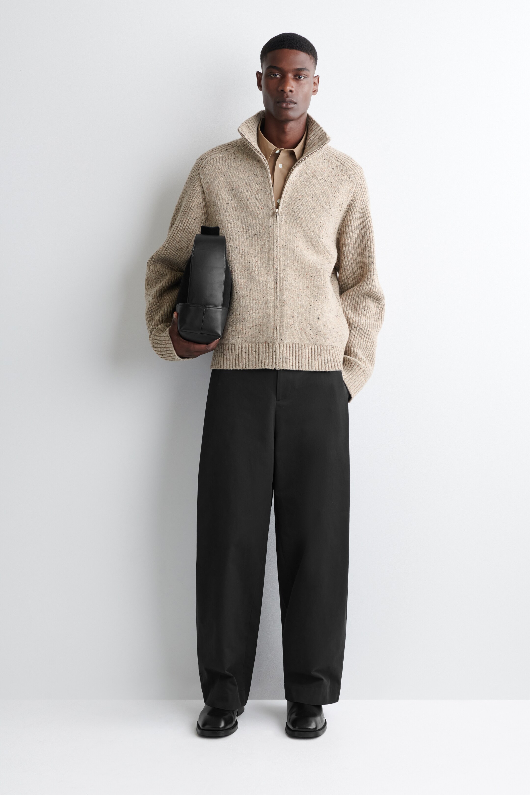 Agrandir l'image: CARDIGAN DEMI-ZIPPÉ EN LAINE EFFET DONEGAL - BEIGE CHINÉ - HOMME | H&M FR 2