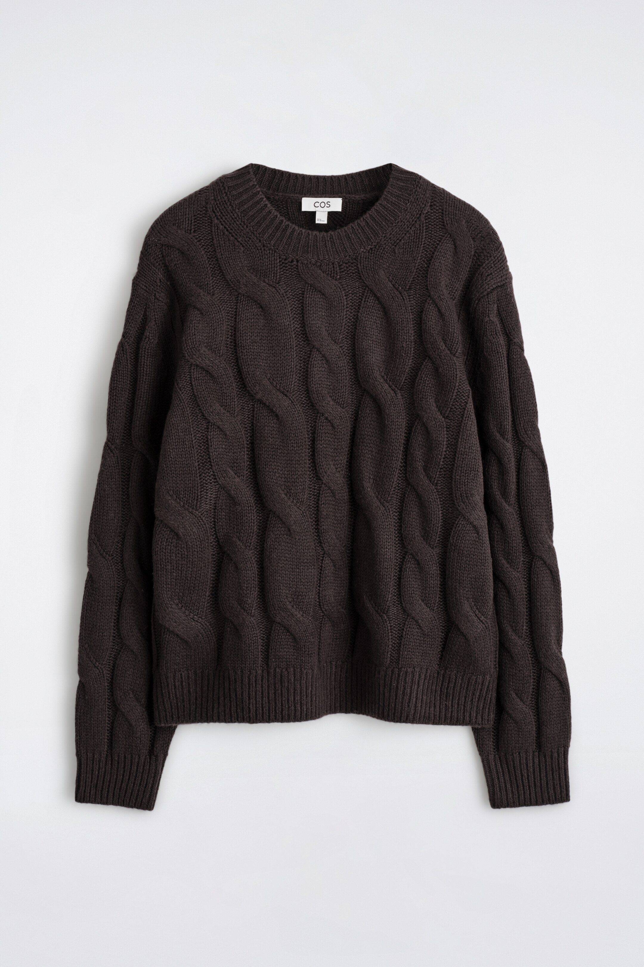 Преглед на по-голямо изображение: CABLE-KNIT WOOL CREW-NECK JUMPER - ТЪМНО КАФЯВО - МЪЖЕ | H&M BG 6