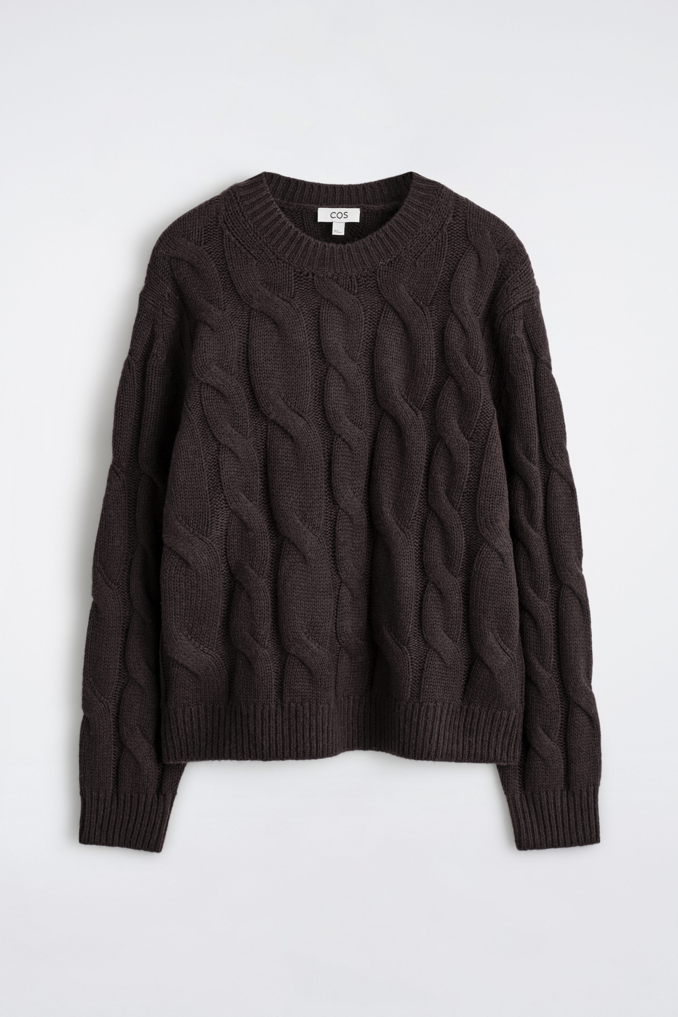CABLE-KNIT WOOL CREW-NECK SWEATER
