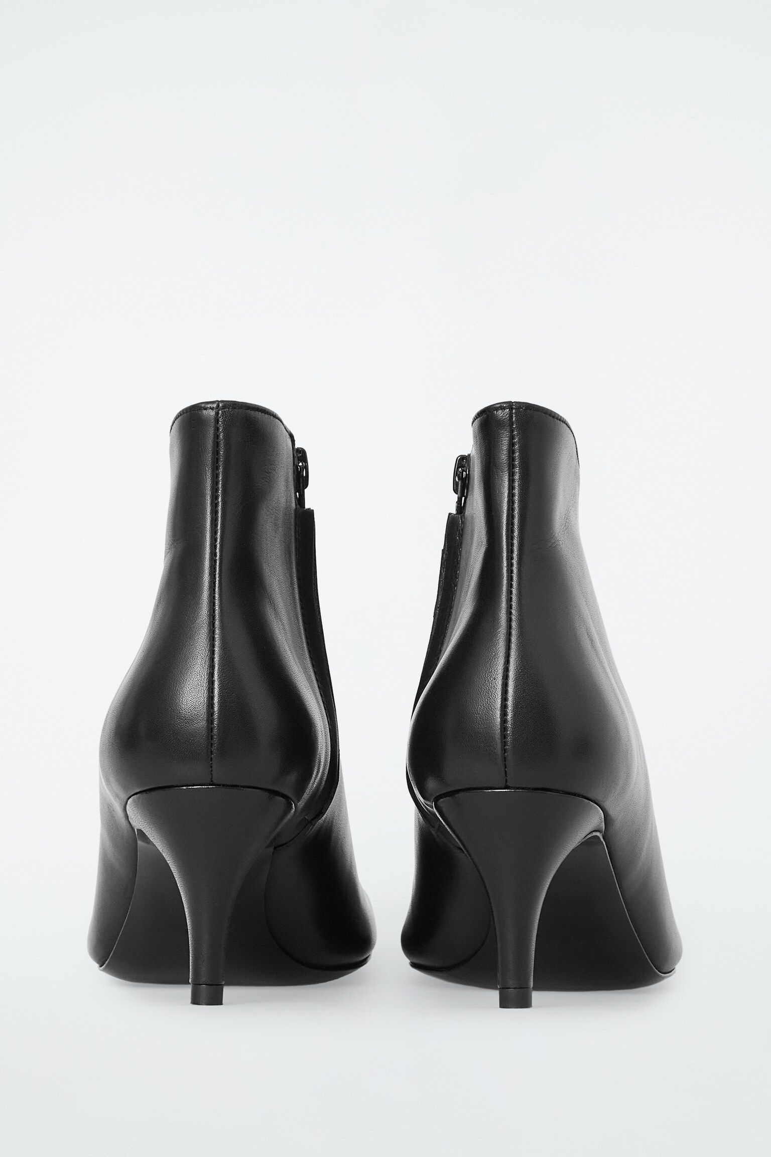 SQUARE-TOE LEATHER ANKLE BOOTS - BLACK/BROWN - 2