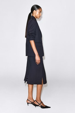 TAILORED SPLIT-HEM WOOL MIDI SKIRT — MIDNIGHT 4