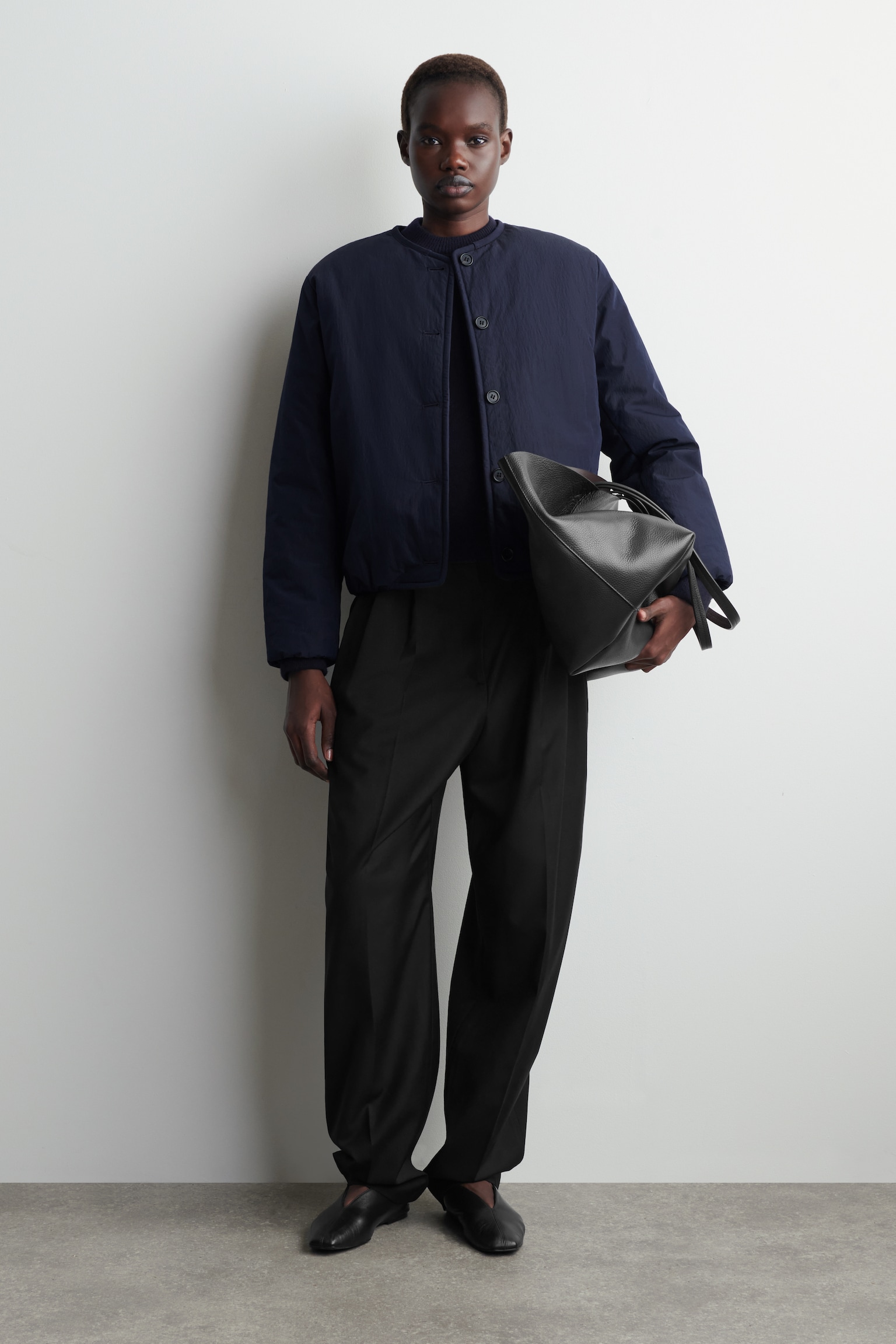 PADDED COTTON LINER JACKET - NAVY - 1