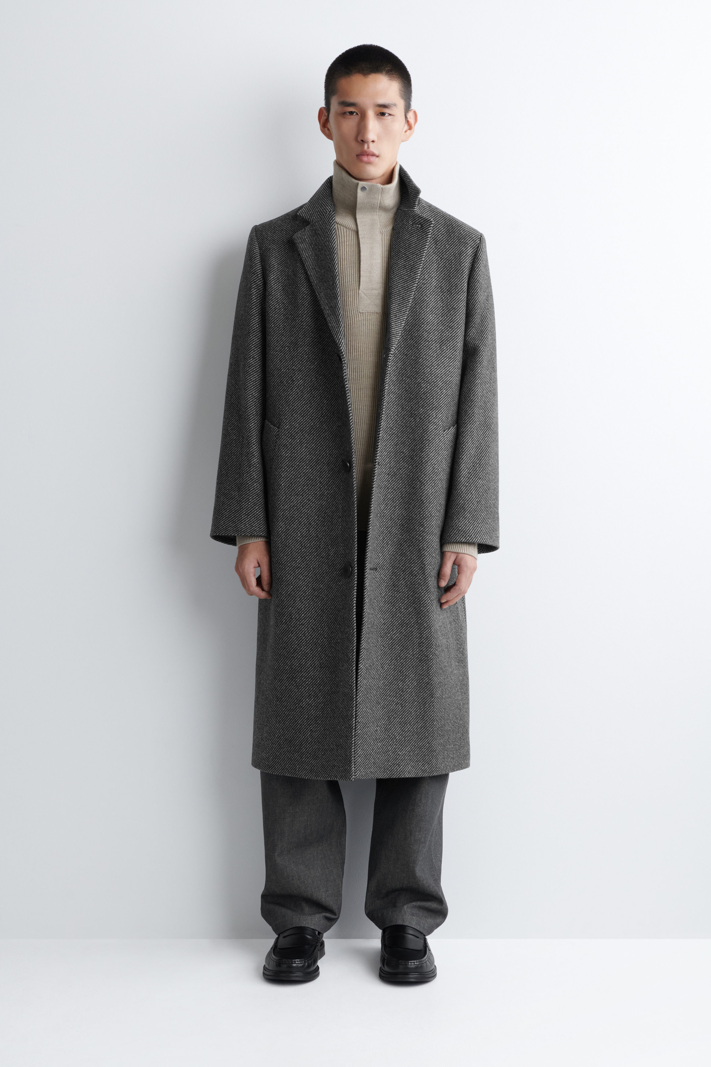 SINGLE-BREASTED TEXTURED-WOOL COAT - GREY | COS SINGLE-BREASTED TEXTURED-WOOL COAT - GREY | COS