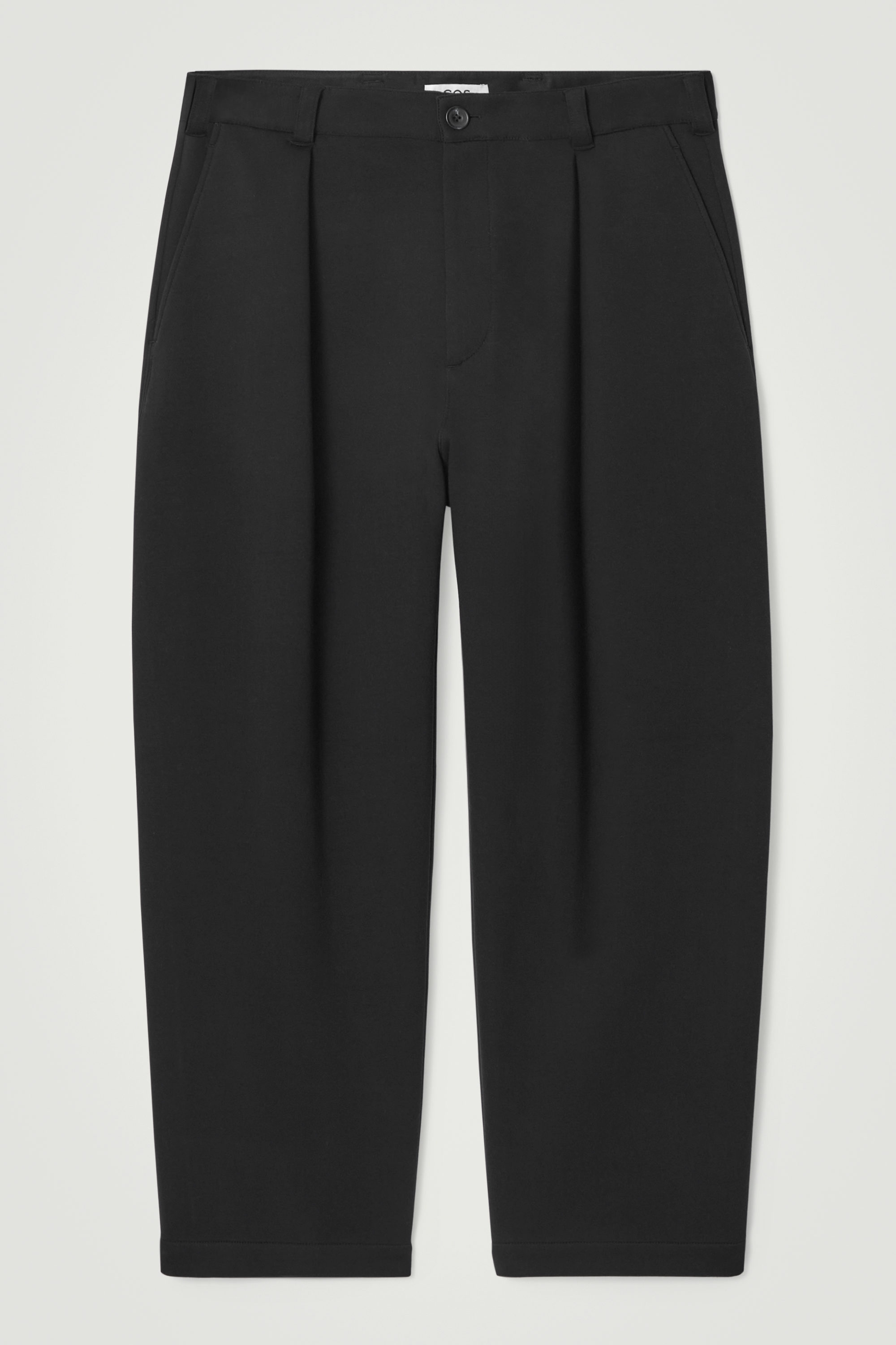 SCUBA-JERSEY BARREL-LEG TROUSERS - BLACK | COS