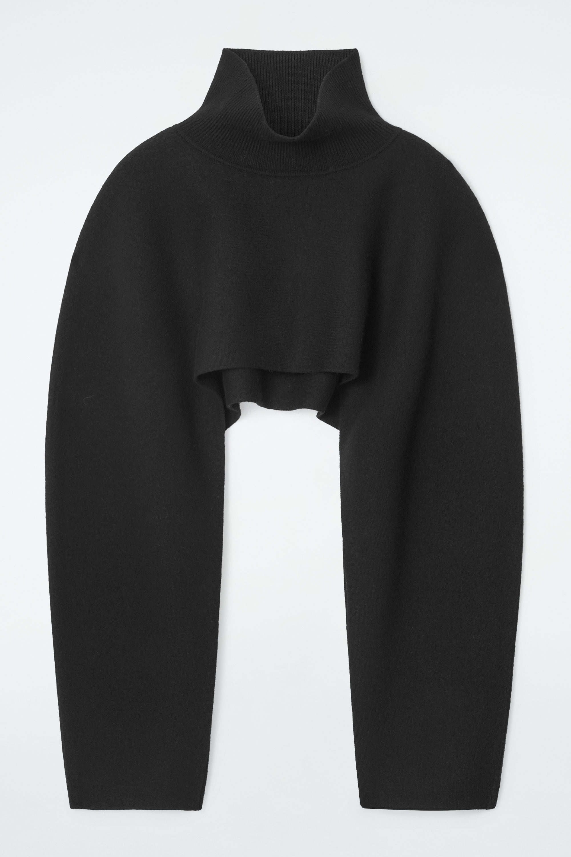CROPPED BOILED-WOOL HYBRID CAPE - BLACK | COS