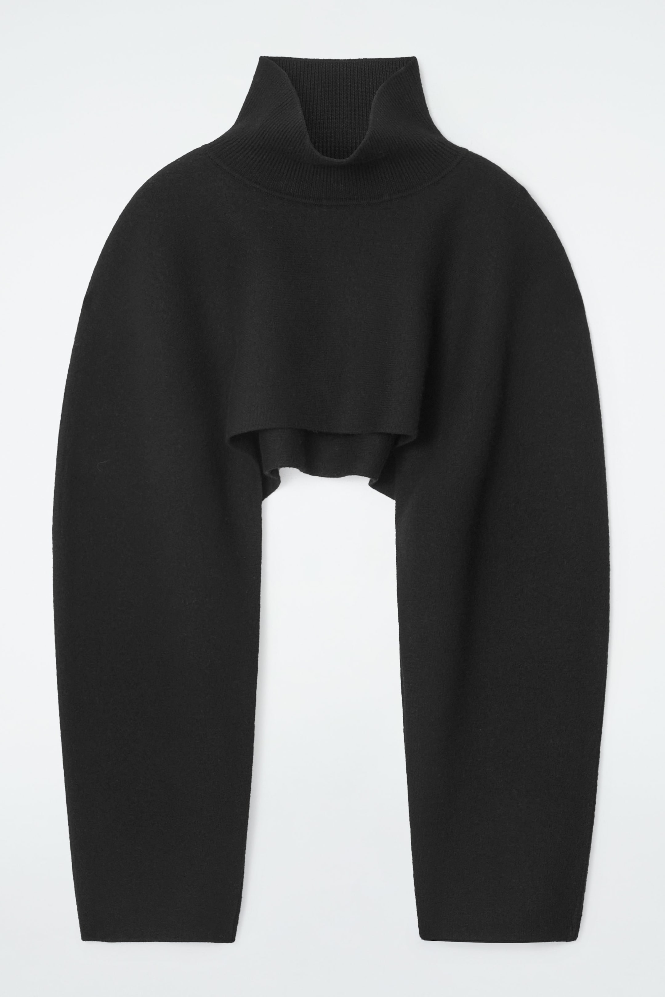 CROPPED BOILED-WOOL HYBRID CAPE