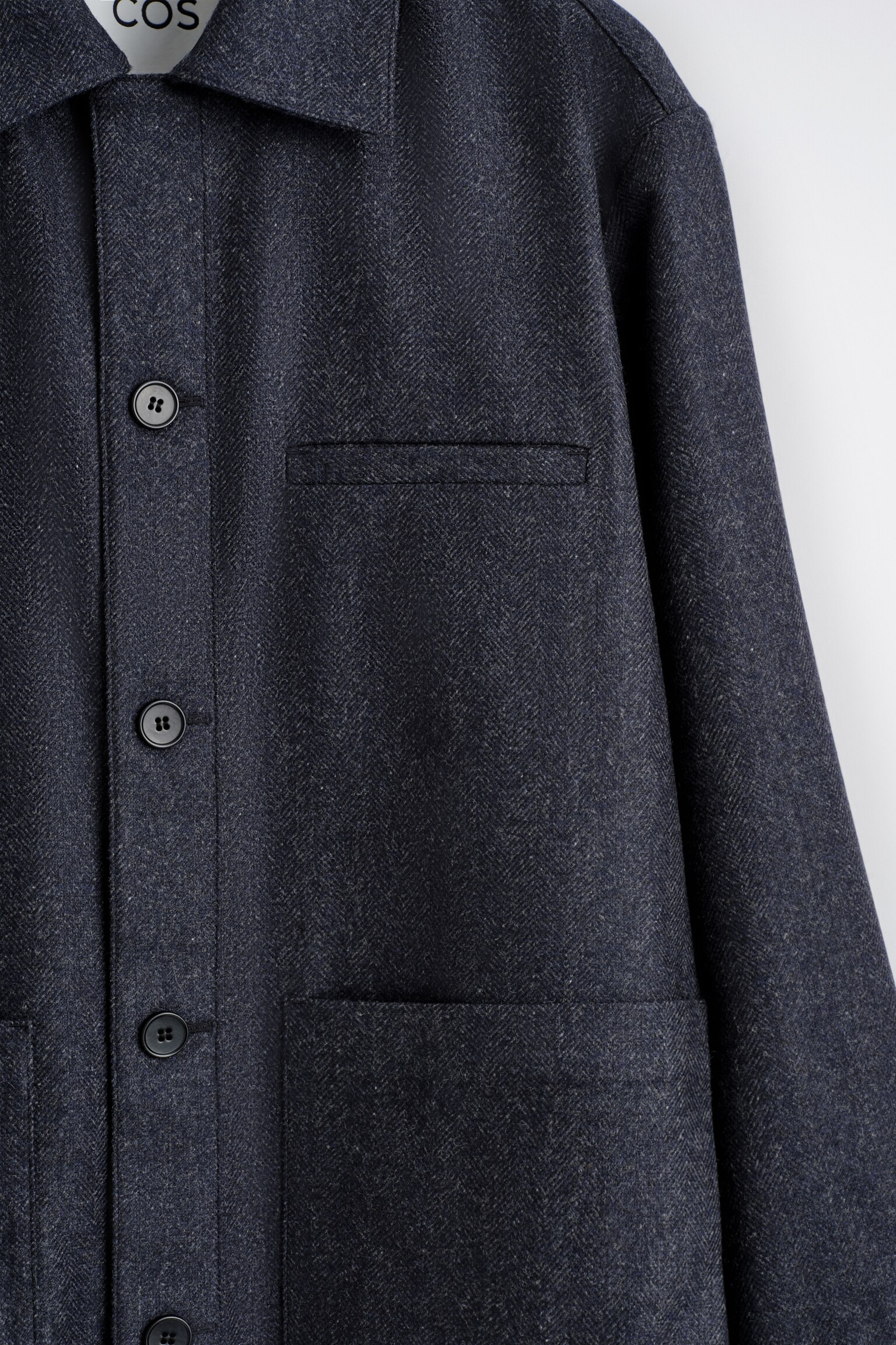 WOOL OVERSHIRT - CHARCOAL / HERRINGBONE/GREY / BIRDSEYE - 4