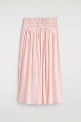 RUCHED-WAIST MIDI SKIRT — PINK 6
