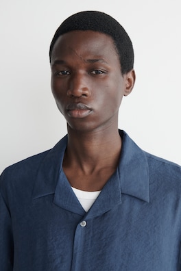CAMP-COLLAR JACQUARD SHIRT — BLUE 5