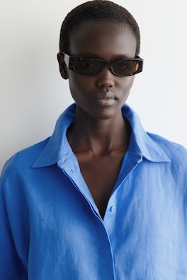 OVERSIZED SHORT-SLEEVED LINEN SHIRT — BLUE 5