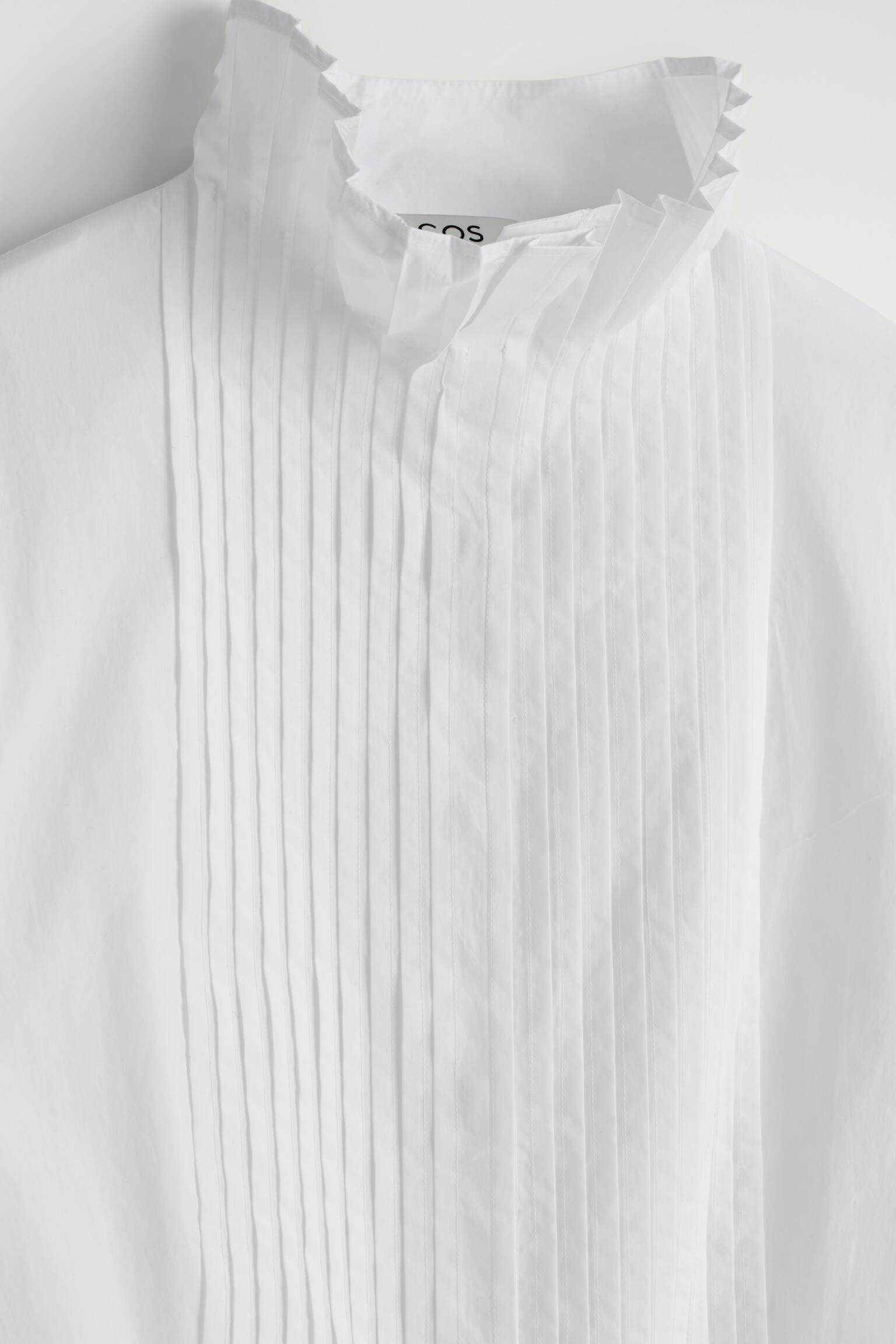 BLUSA IN COTONE CON PIEGHE - BIANCO/MARRONE - 4