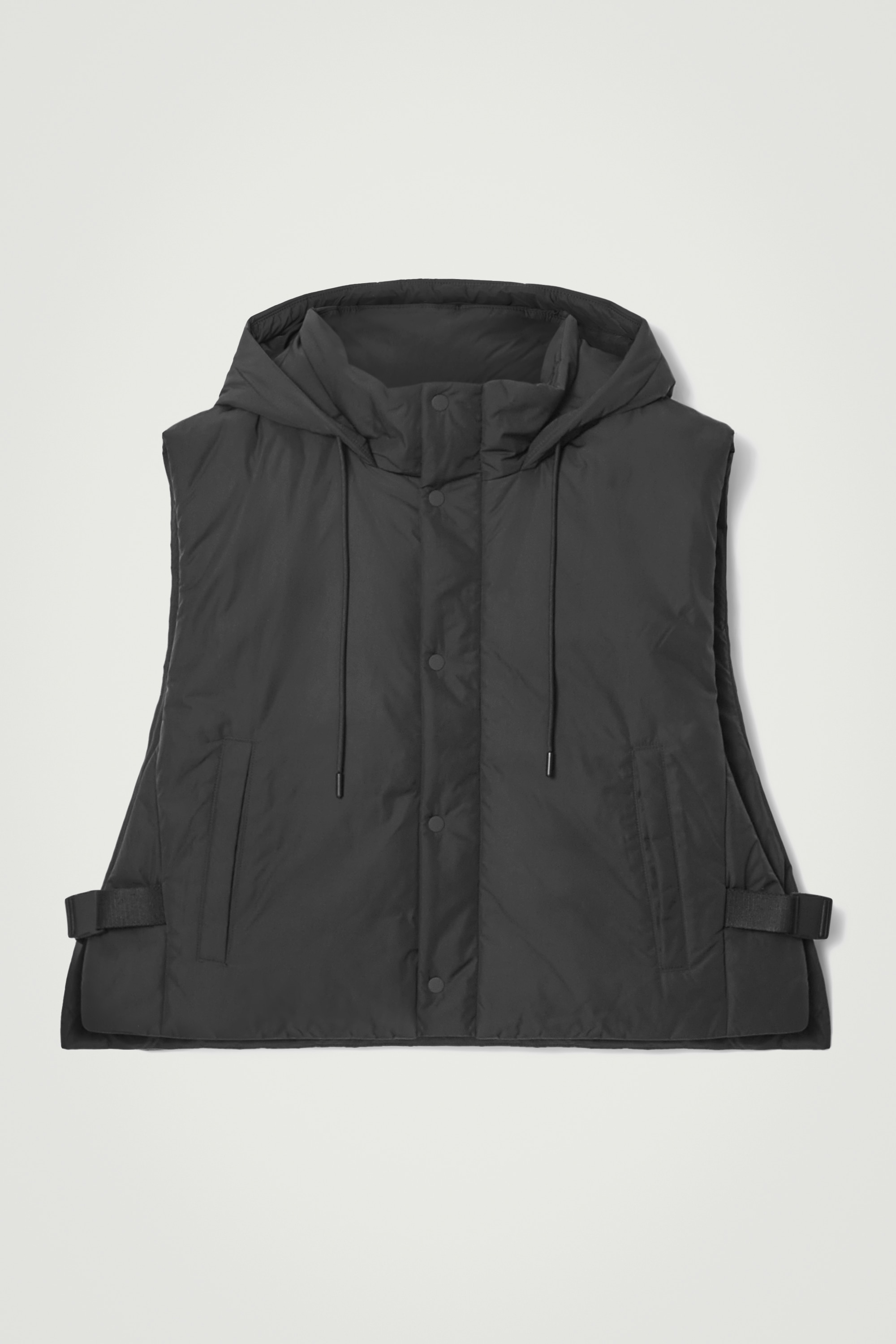 BUCKLED-SIDE PADDED HOODED GILET