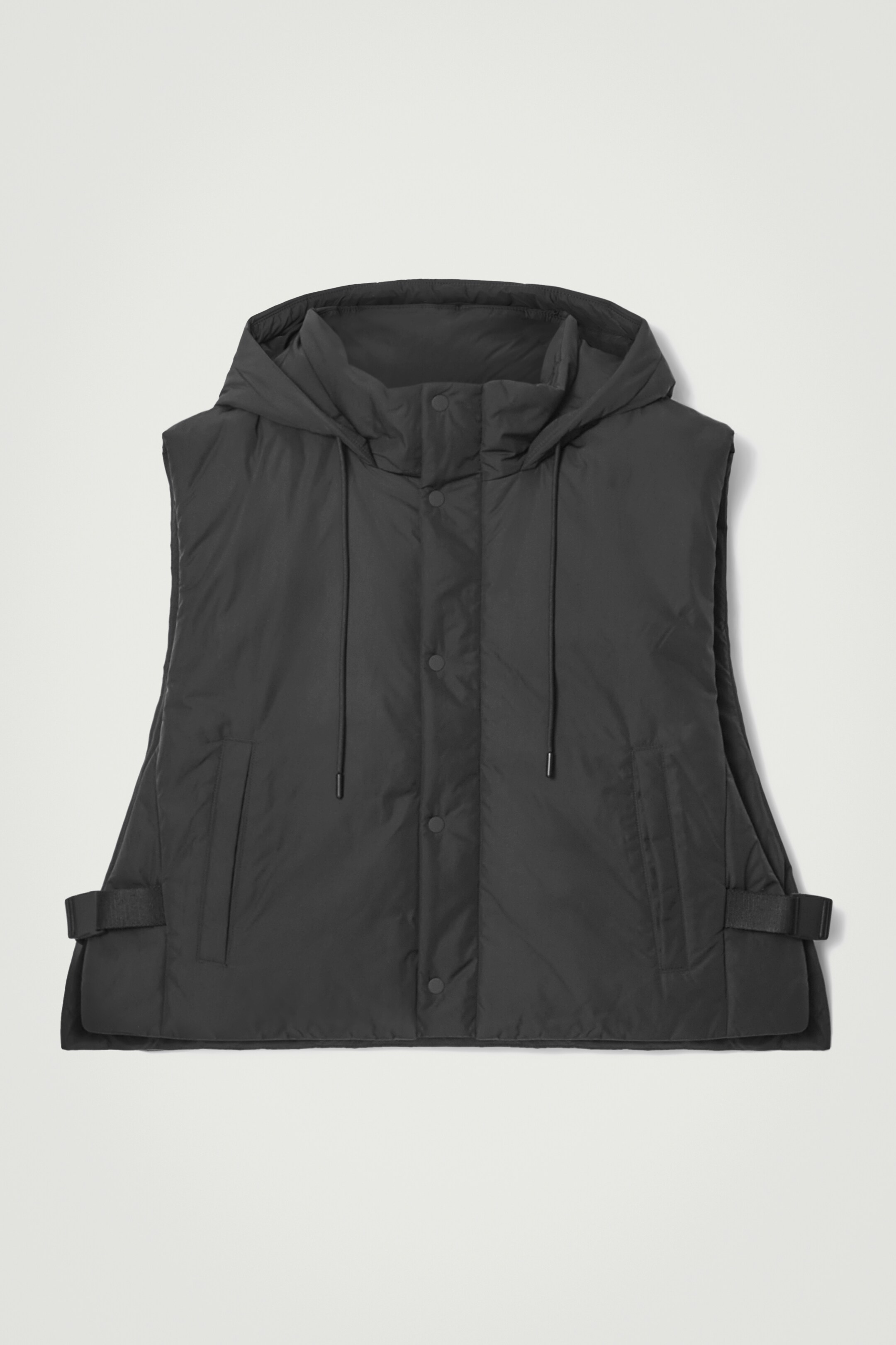 Agrandir l'image: GILET À CAPUCHE MATELASSÉ BOUCLES LATÉRALES - NOIR - HOMME | H&M CH 1