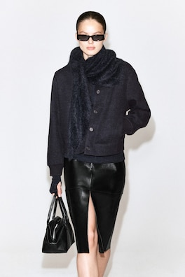 BOILED WOOL-BLEND BOMBER JACKET — CHARCOAL MÉLANGE 2