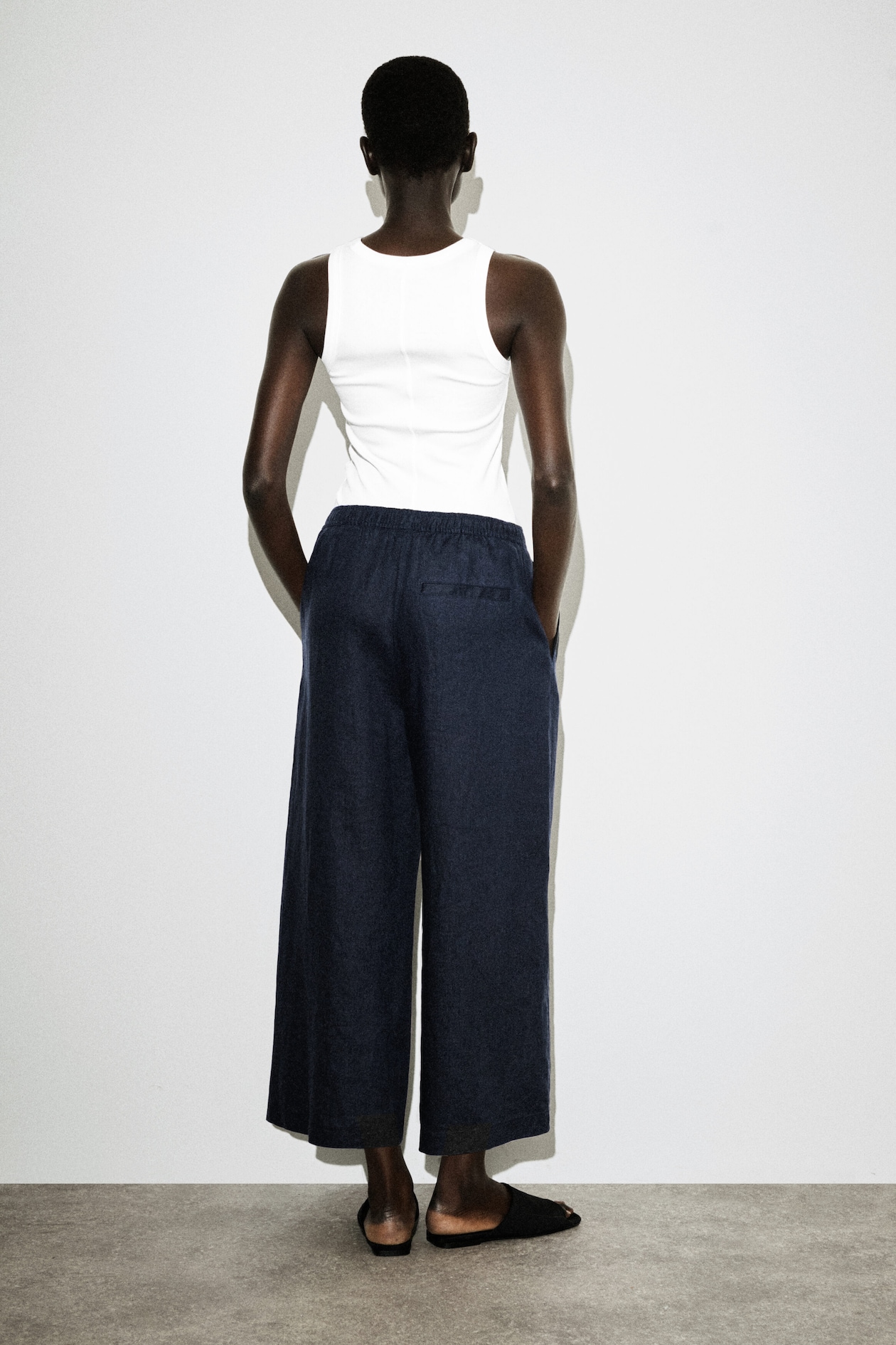 LINEN CULOTTES — NAVY