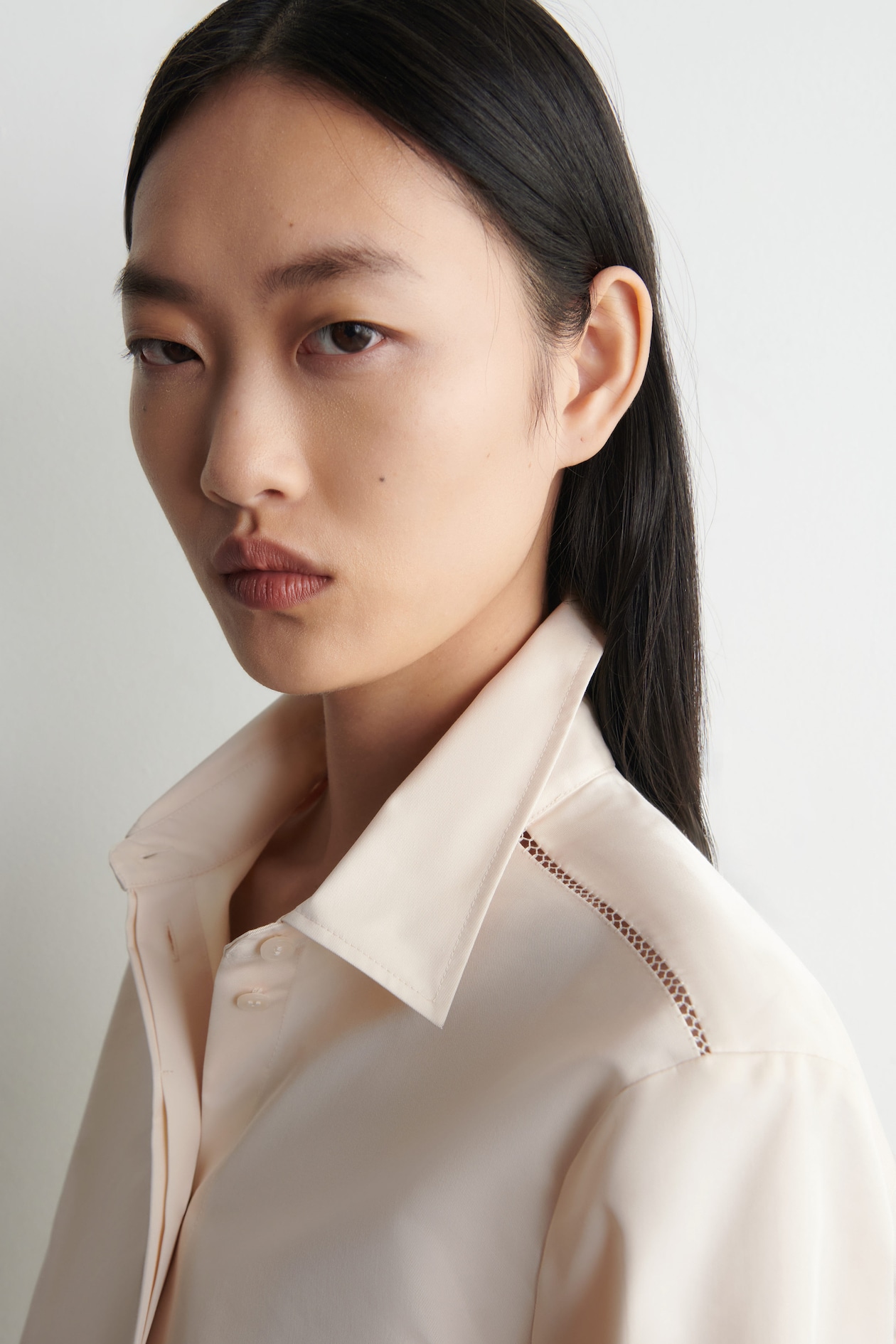 EMBROIDERED COTTON SHIRT — IVORY