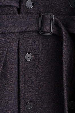 DOUBLE-FACED WOOL-BLEND HERRINGBONE COAT — DARK BROWN 8