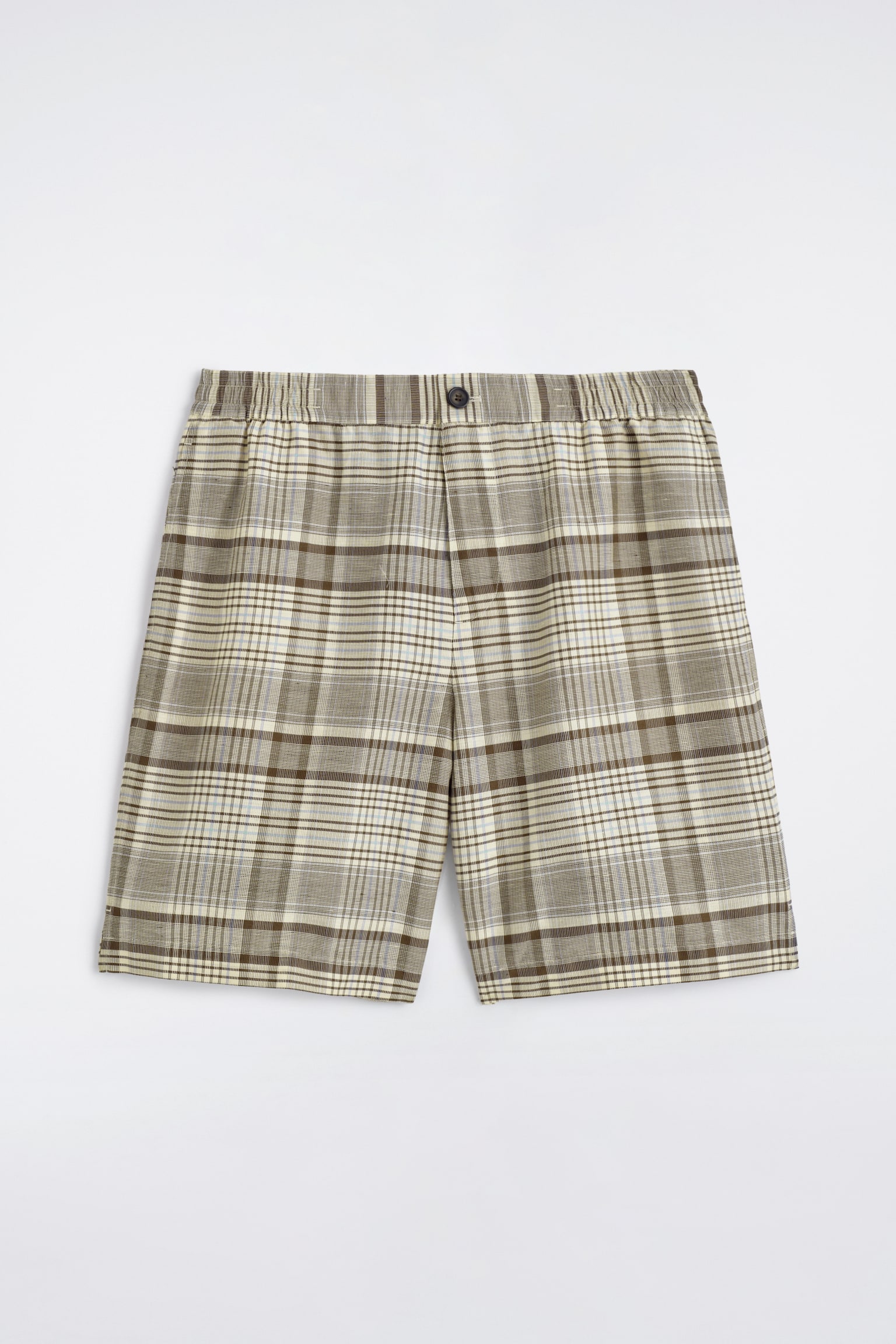 SHORTS A QUADRI IN MISTO LINO - BEIGE / QUADRI - 1