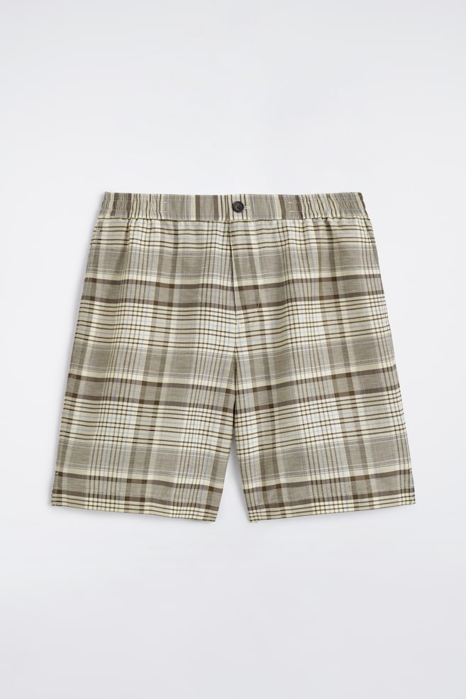 KARIERTE SHORTS AUS LEINEN-MIX - BEIGE/KARIERT - 1