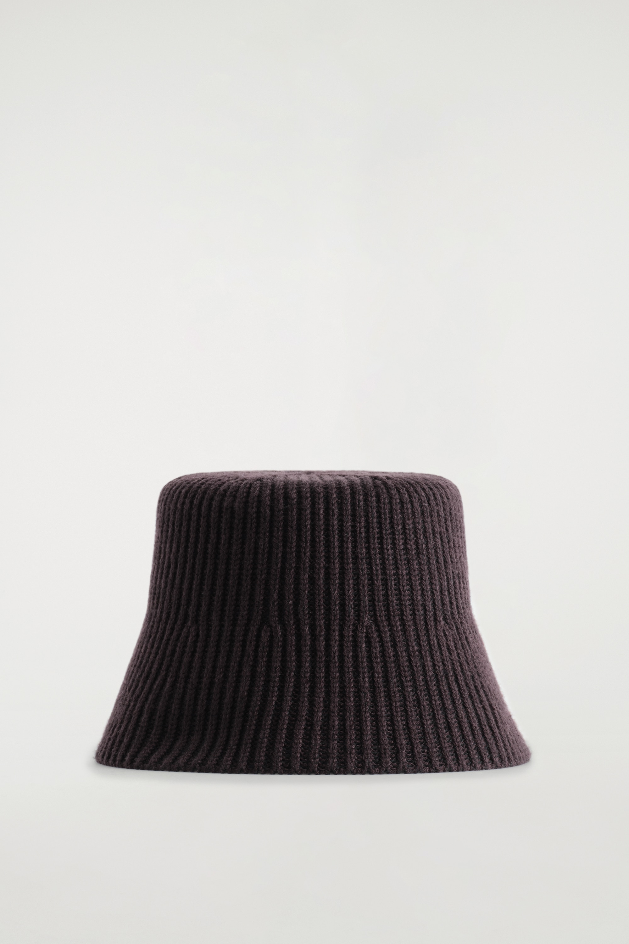 RIBBED WOOL-BLEND BUCKET HAT - DARK BROWN
