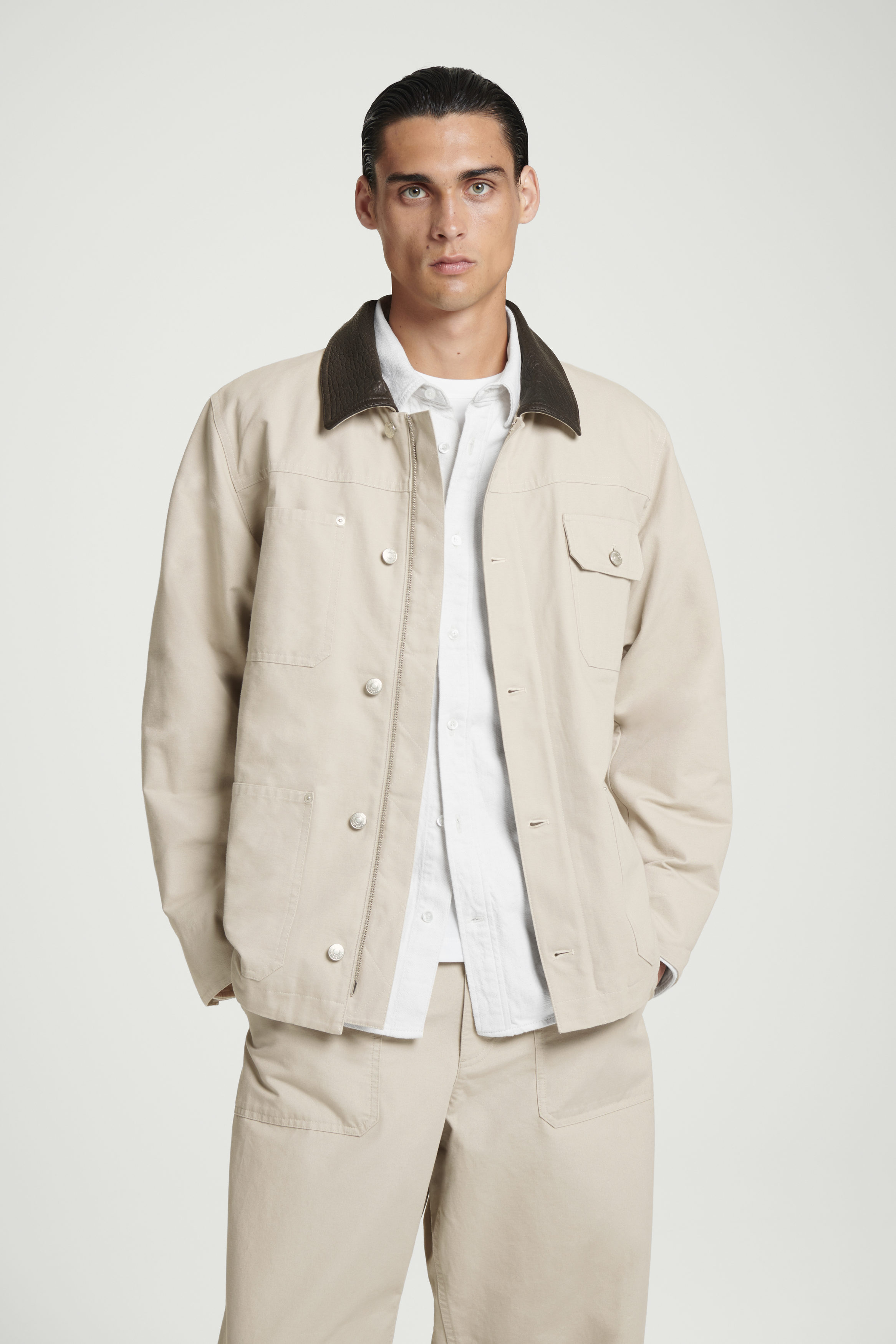 LEATHER-COLLAR FIELD JACKET - MOLE | COS