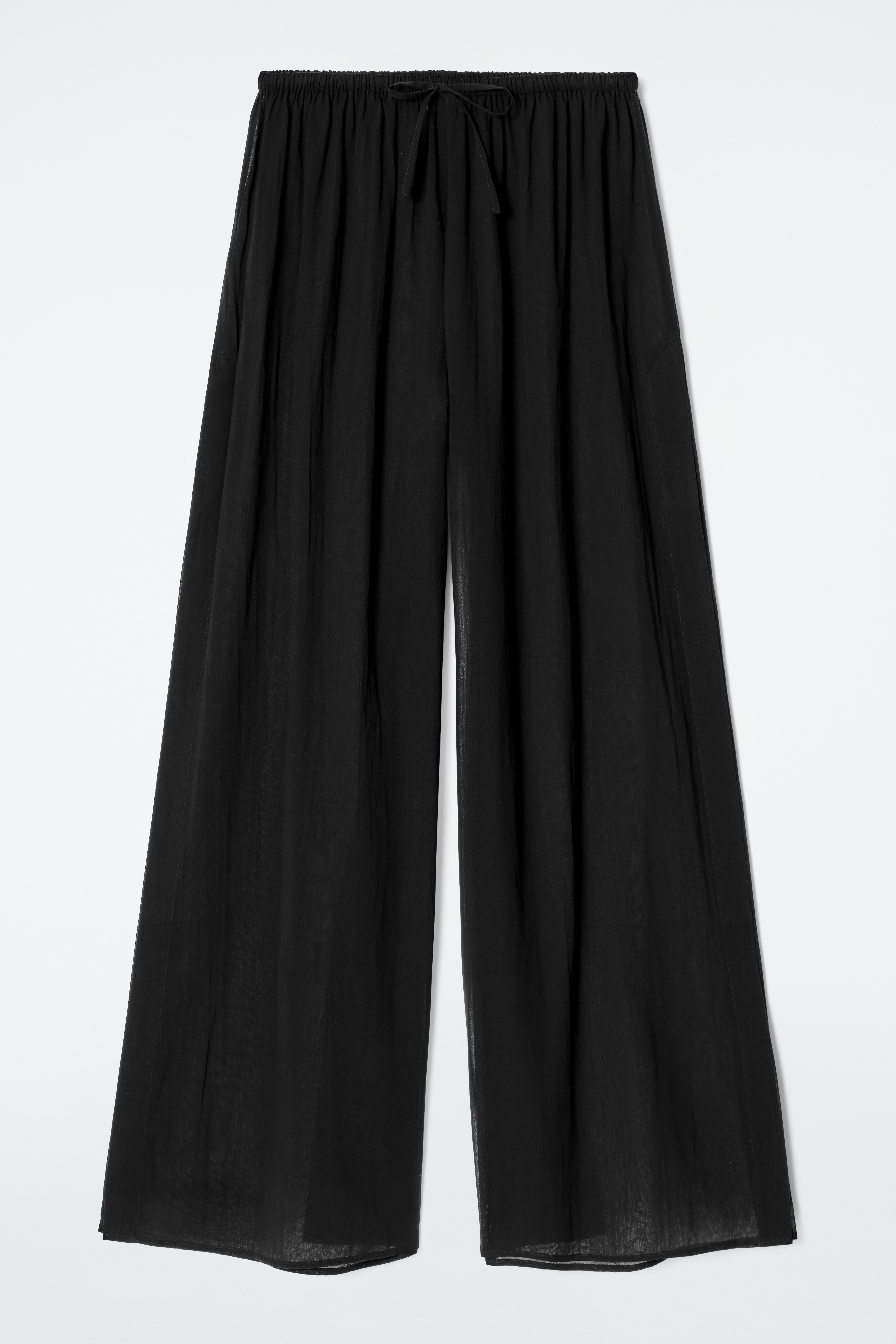 PANTALÓN DE PLAYA ARRUGADO DE ALGODÓN - NEGRO/BLANCO