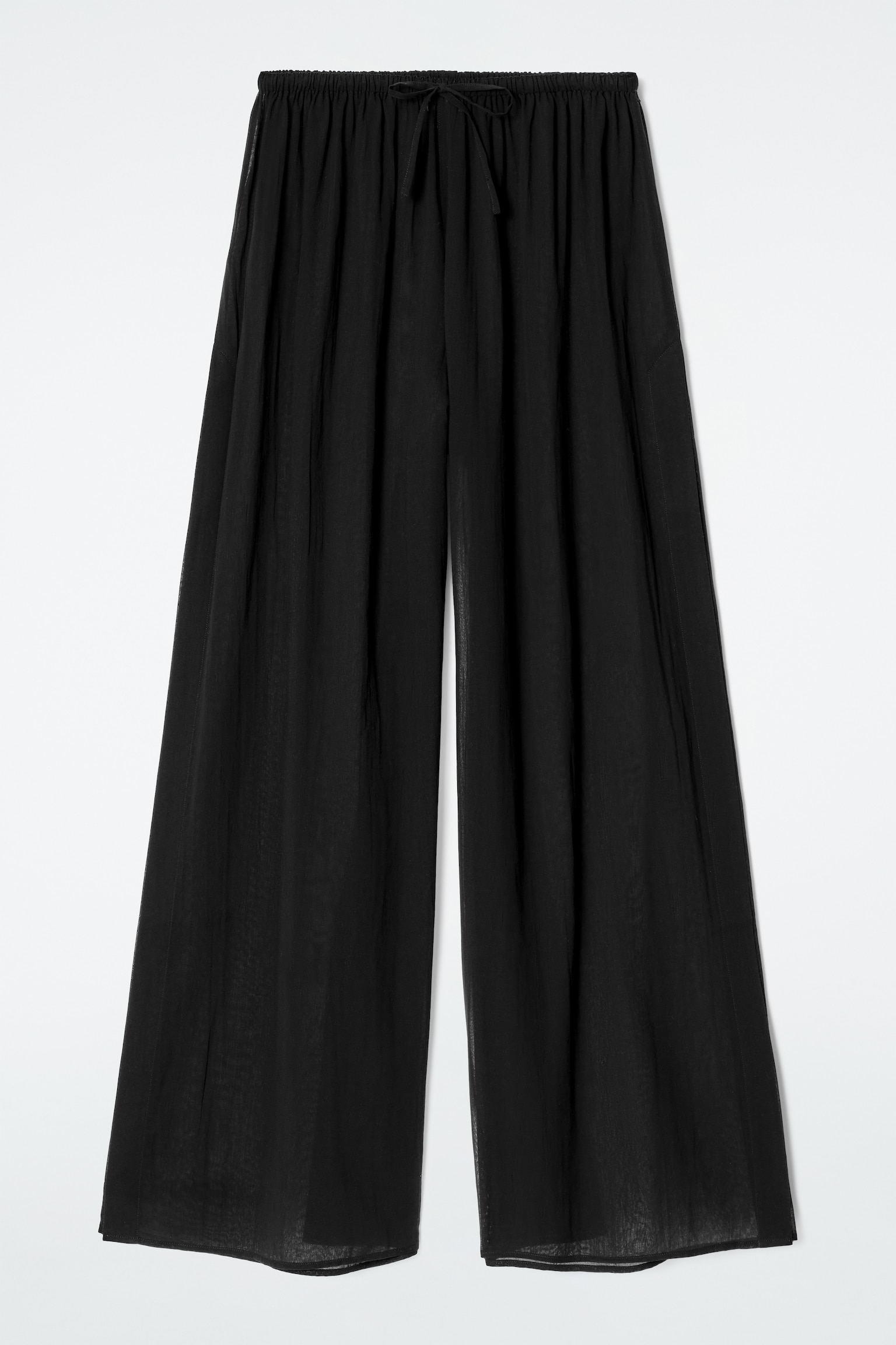 PANTALONI IN COTONE INCRESPATO - NERO/BIANCO - 2