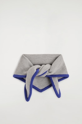CONTRAST-TIPPED MERINO WOOL TRIANGLE SCARF — GREY / COBALT 5