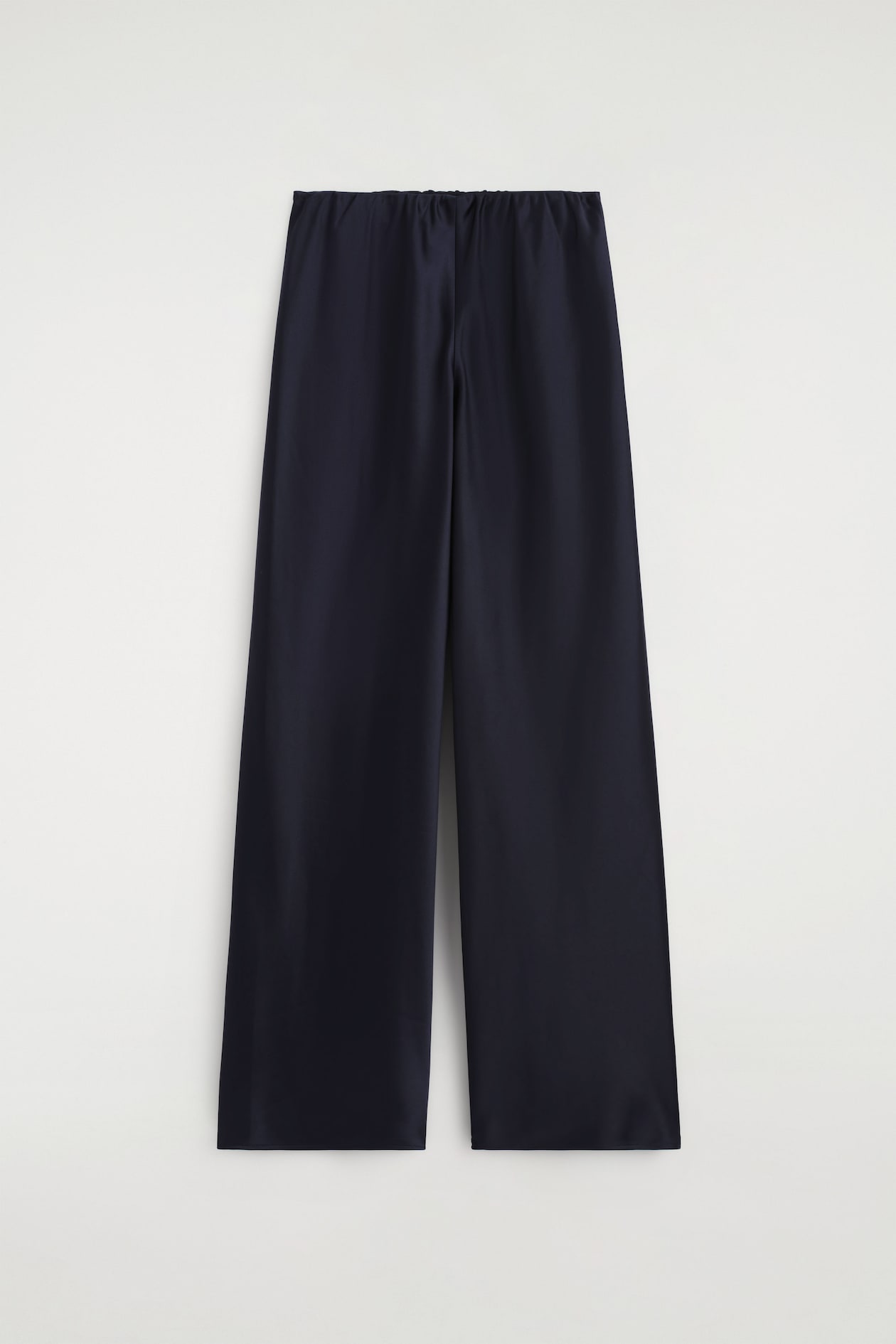 SATIN WIDE-LEG PANTS — NAVY