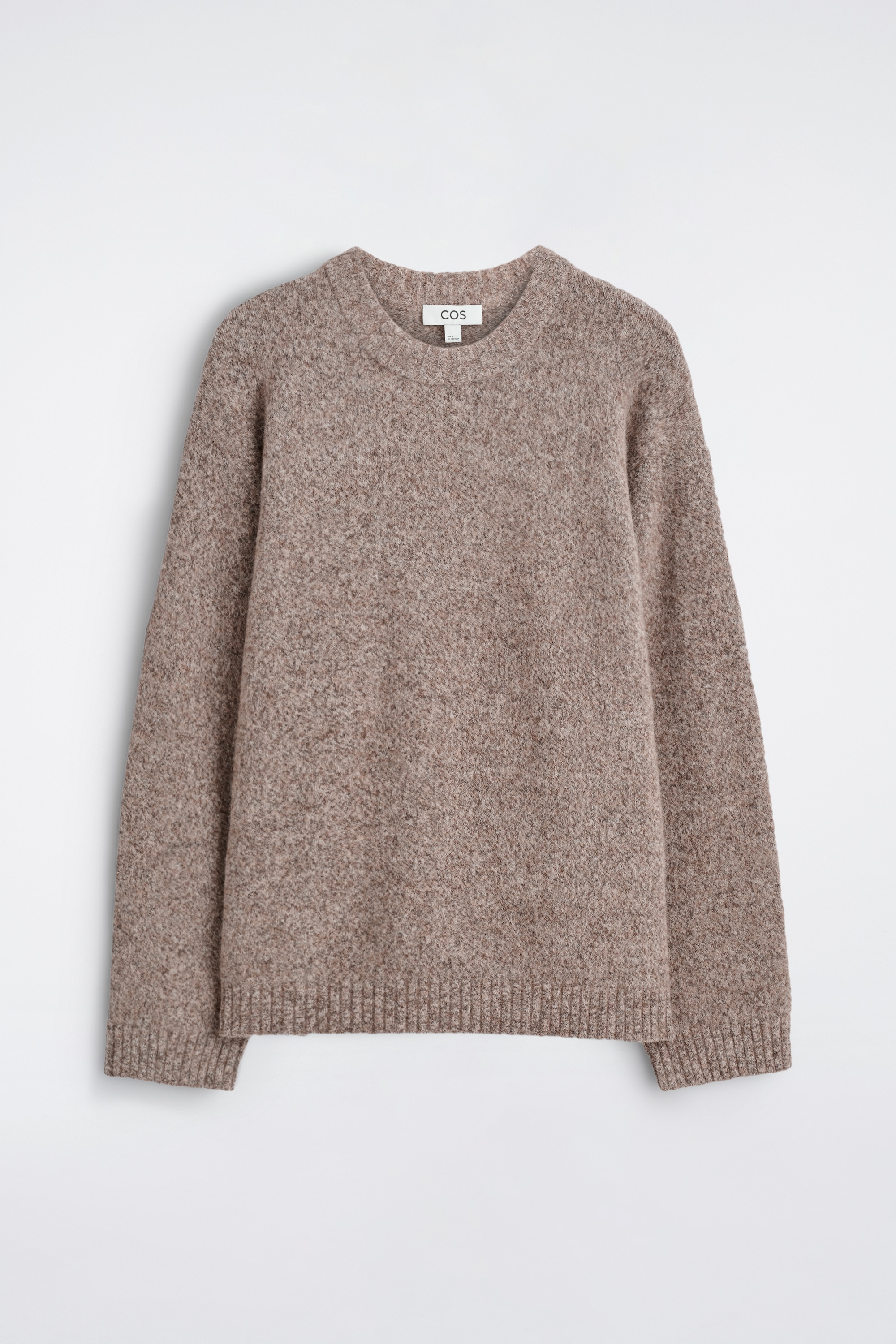 PULL COL ROND OVERSIZE EN MÉLANGE D'ALPAGA - TAUPE CHINÉ/BLUE MÉLANGE