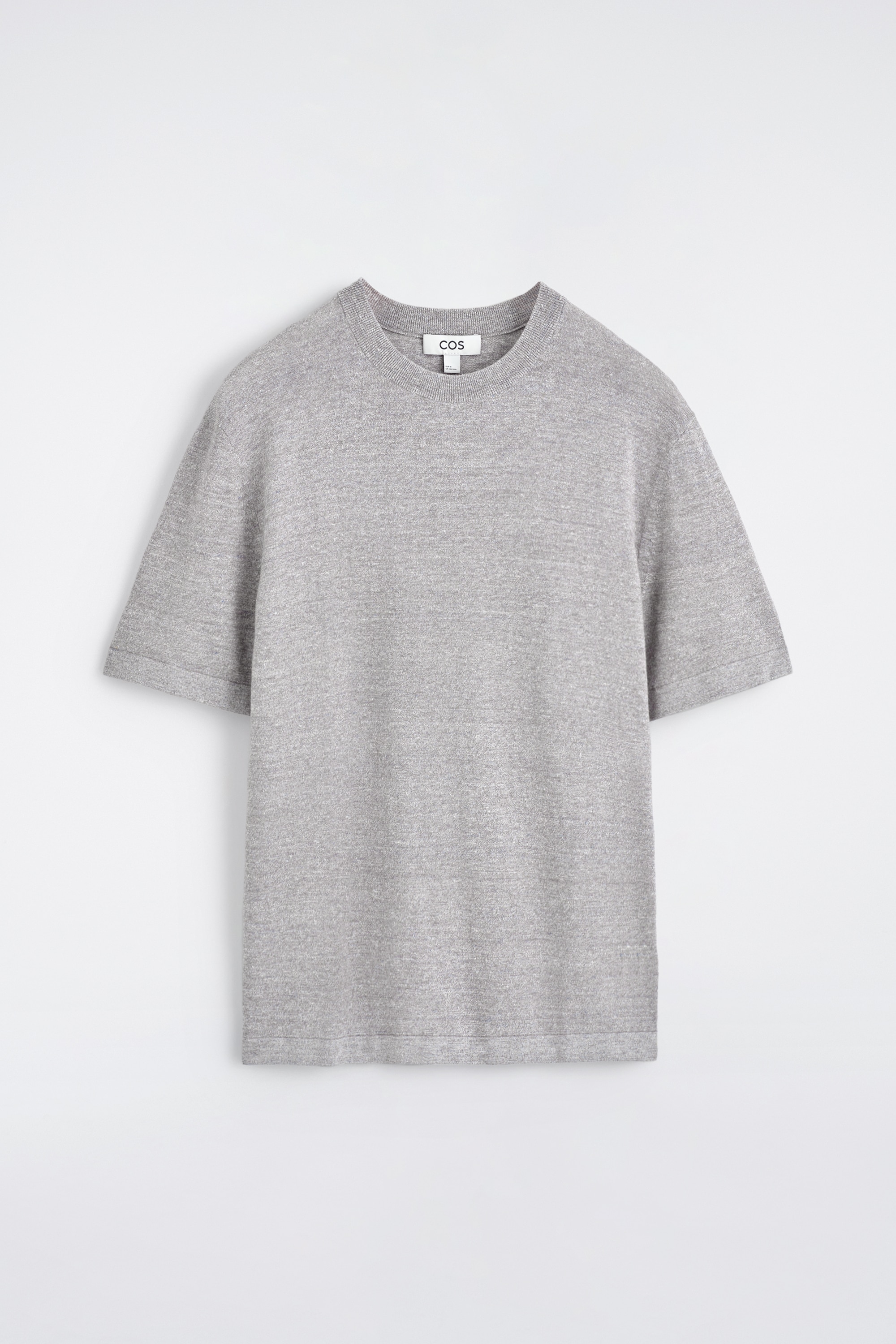 Gebreid linnen T-shirt - GRIJS MELANGE/LICHTGROEN