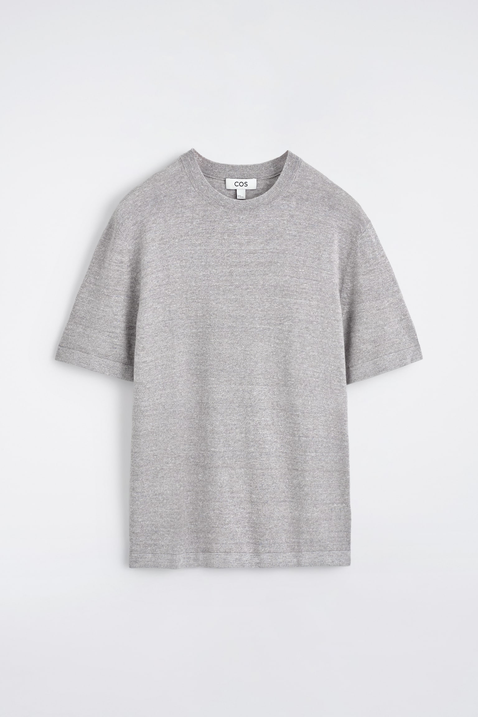 GESTRICKTES T-SHIRT AUS LEINEN - GRAU MELIERT/HELLGRÜN - 1