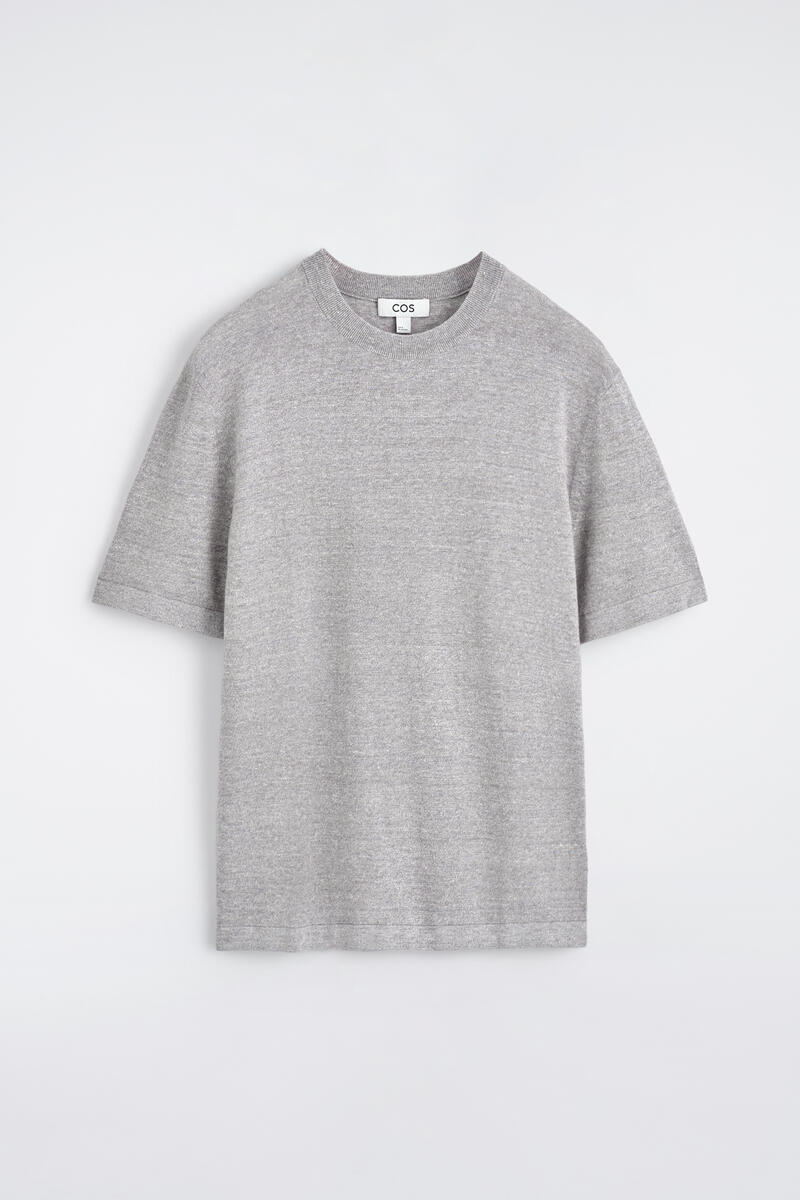 Knitted Linen T-Shirt in Gray