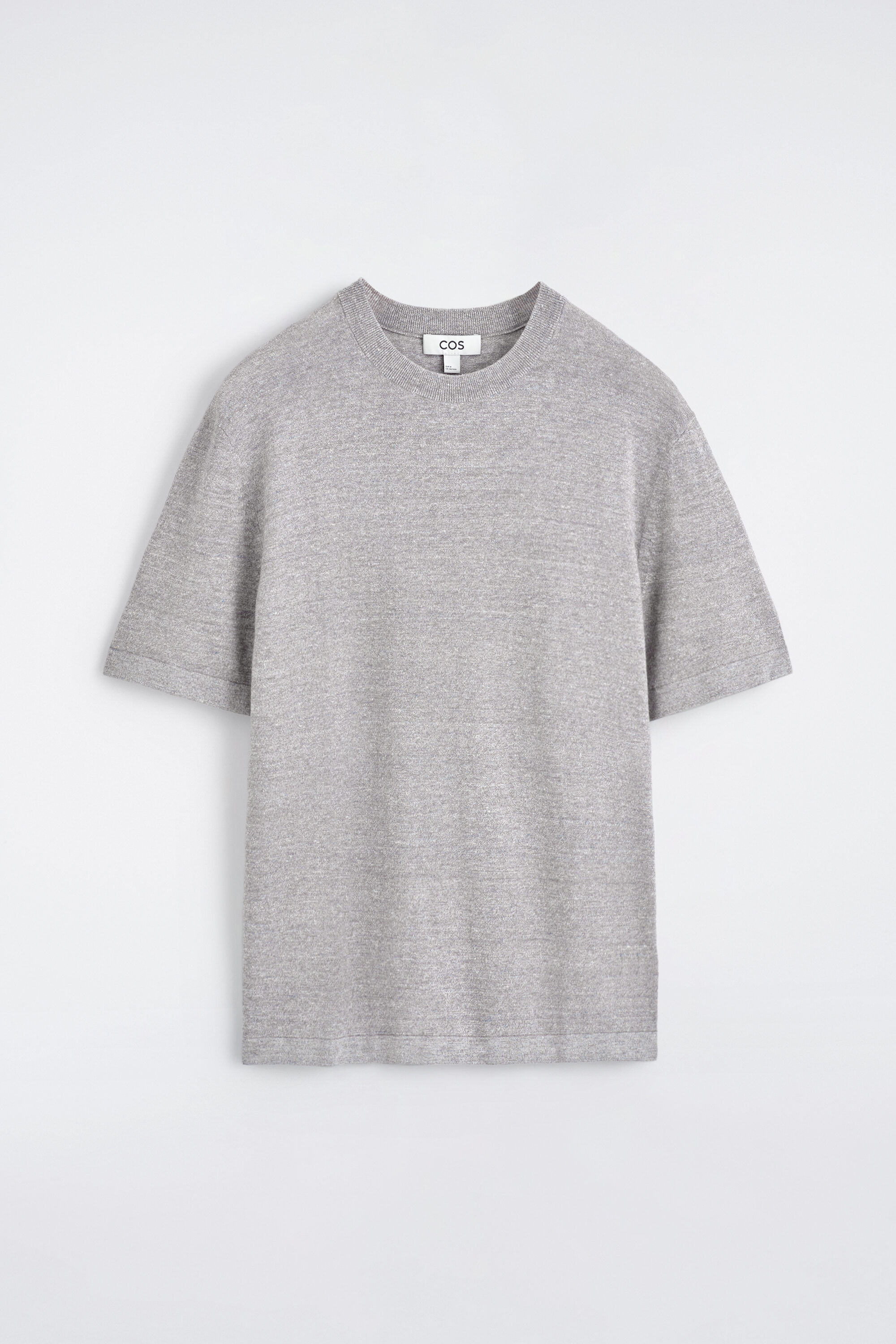 KNITTED LINEN T-SHIRT - GRAY MÉLANGE | COS US