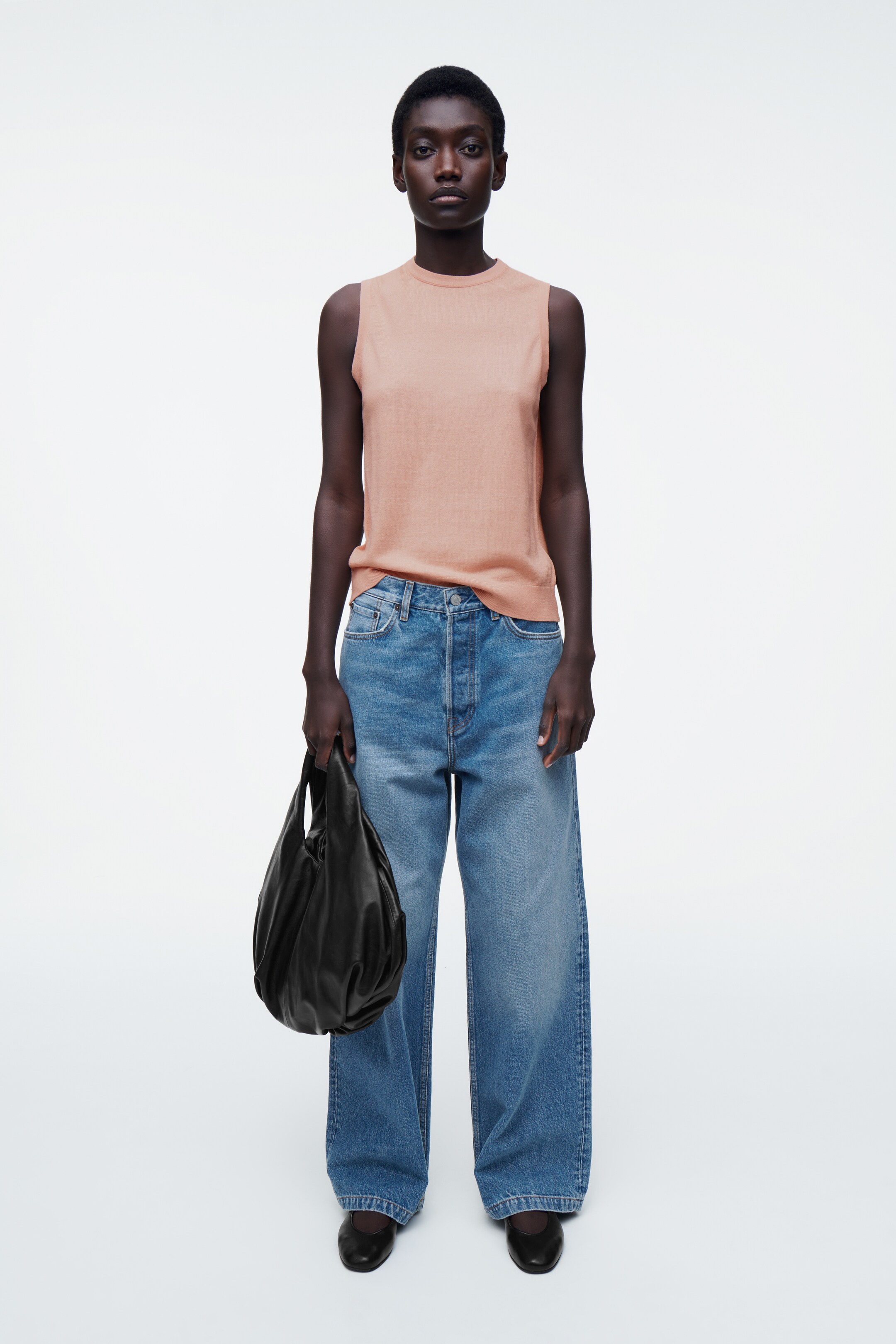 Agrandir l'image: DÉBARDEUR EN MAILLE DE LAINE MÉRINOS-LIN - ROSE POUDRÉ - FEMME | H&M FR 2