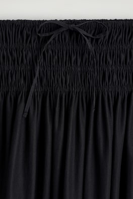 RUCHED-WAIST MIDI SKIRT — BLACK 6