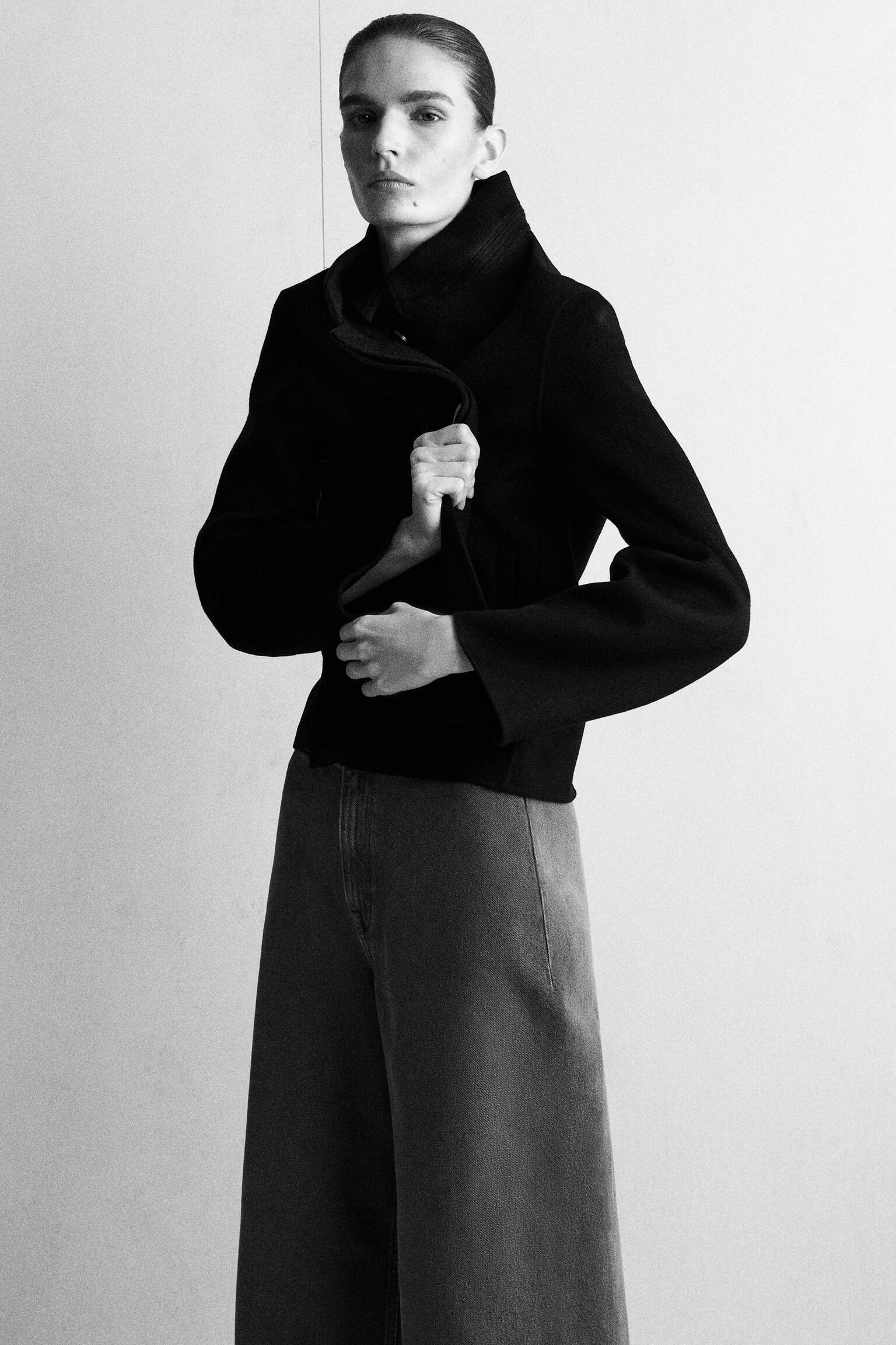 VERKÜRZTE HOSE AUS DENIM MIT WEITEM BEIN - BRAUN/SCHWARZ - 8