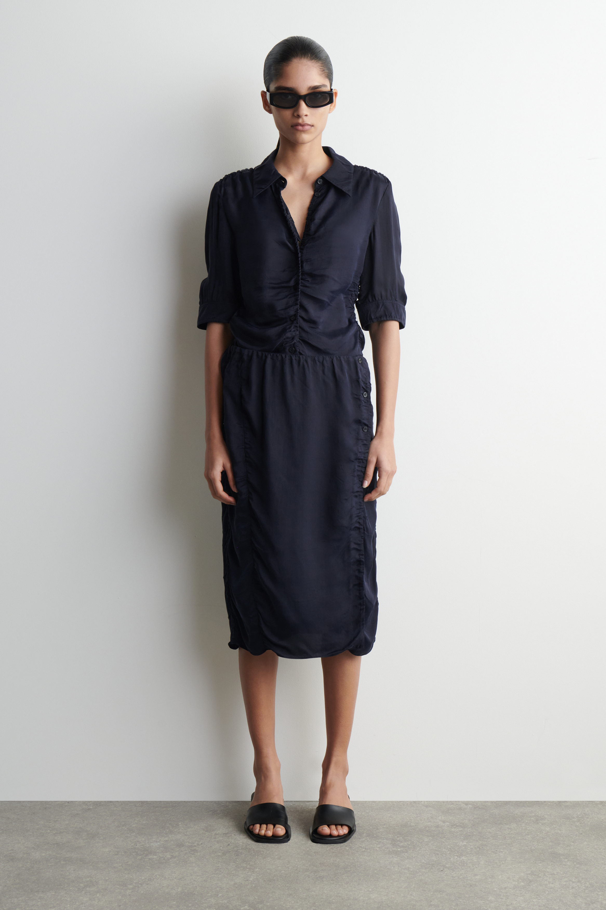cos satin slip dress COS Open-stitch Satin Slip Dress