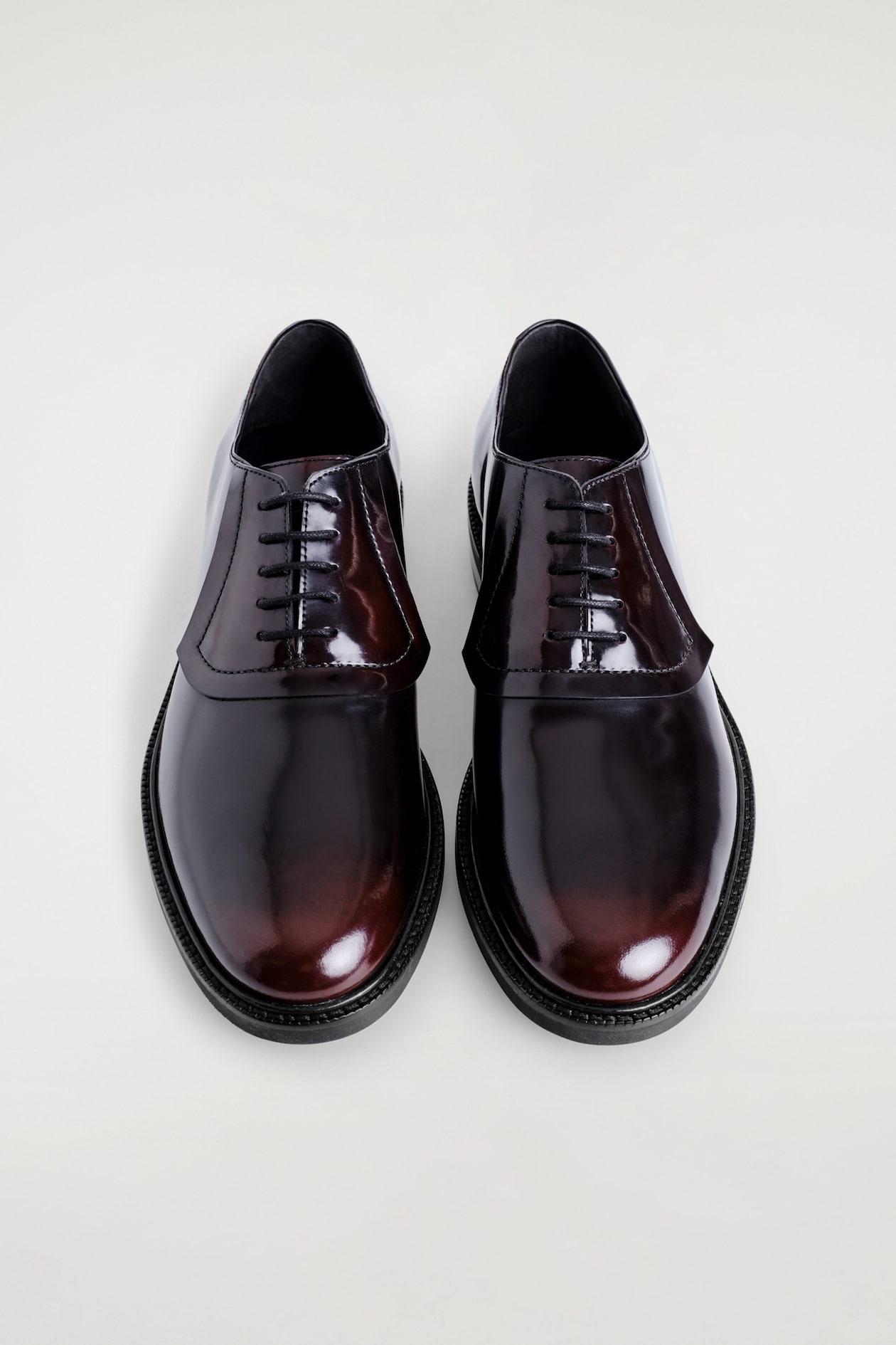 LEATHER OXFORD SHOES — BORDEAUX