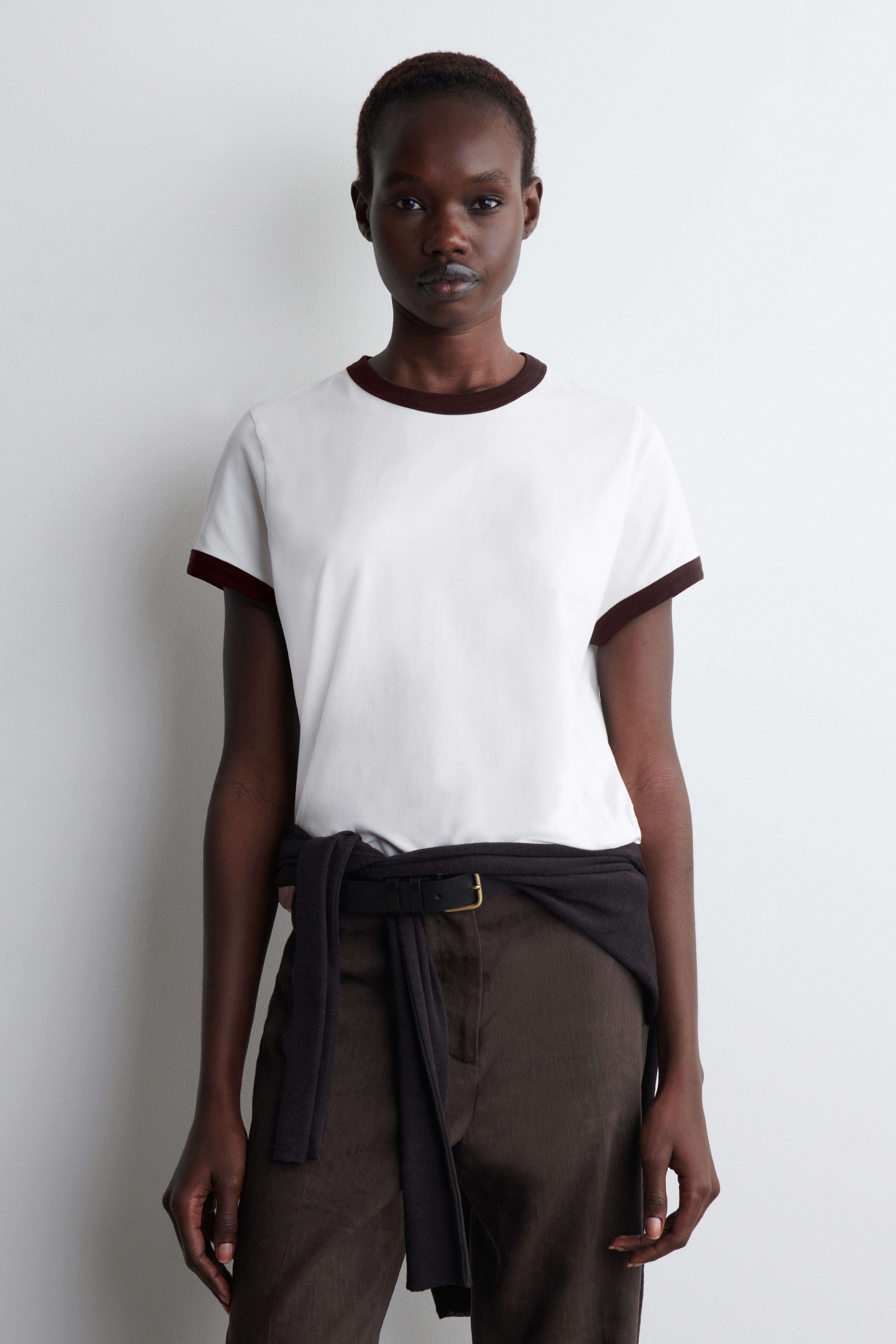 T-SHIRT RINGER COURT - BLANC / BRUN/BLANC / RAYURES/MARINE / BLANC/BORDEAUX / CRÈME/NOIR