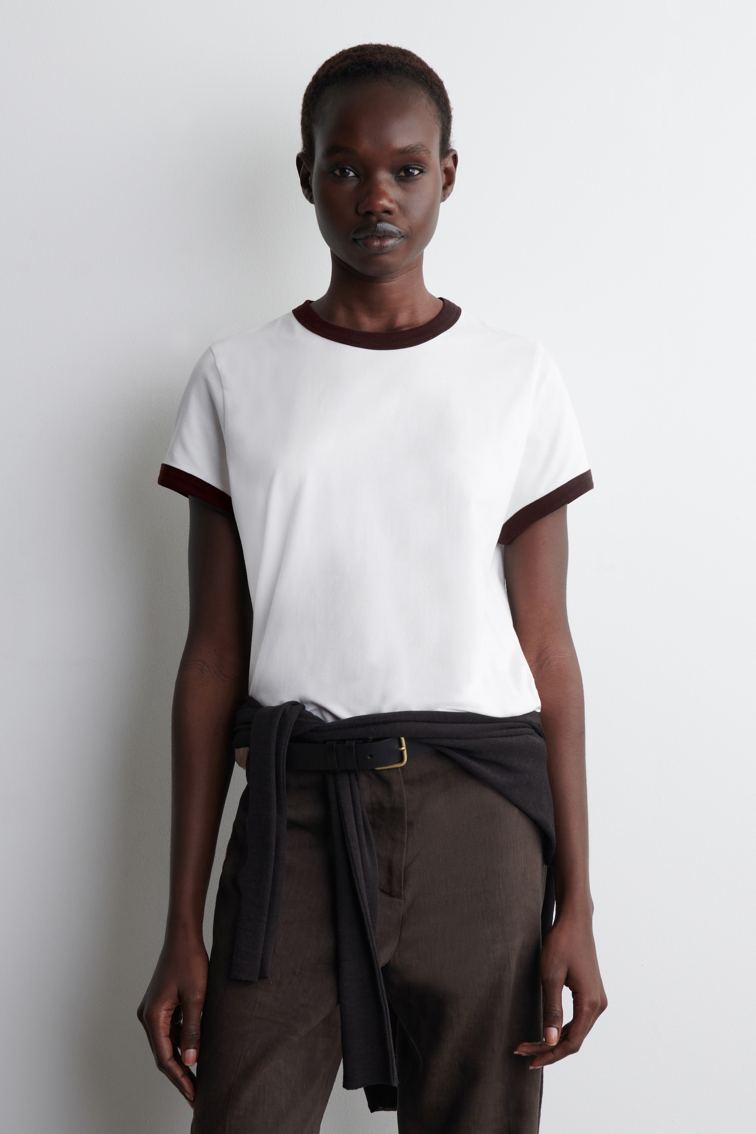 T-SHIRT RINGER CON BORDI A CONTRASTO - BIANCO / MARRONE/BLU NAVY / BIANCO/BIANCO / RIGHE/NERO - 1