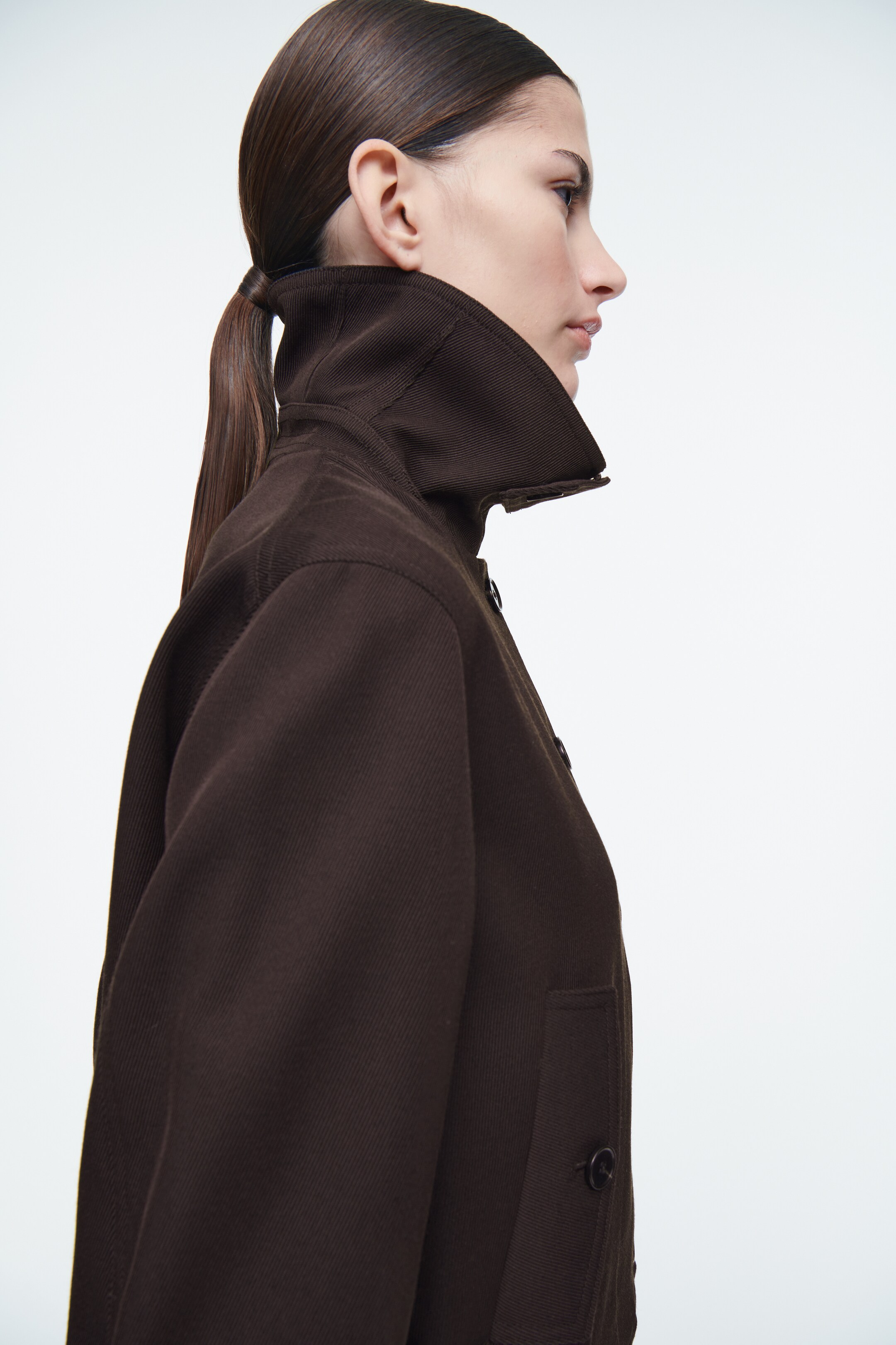 Agrandir l'image: VESTE OVERSIZE À COL CHEMINÉE EN LAINE MÉLANGÉE - BRUN FONCÉ - FEMME | H&M CH 4