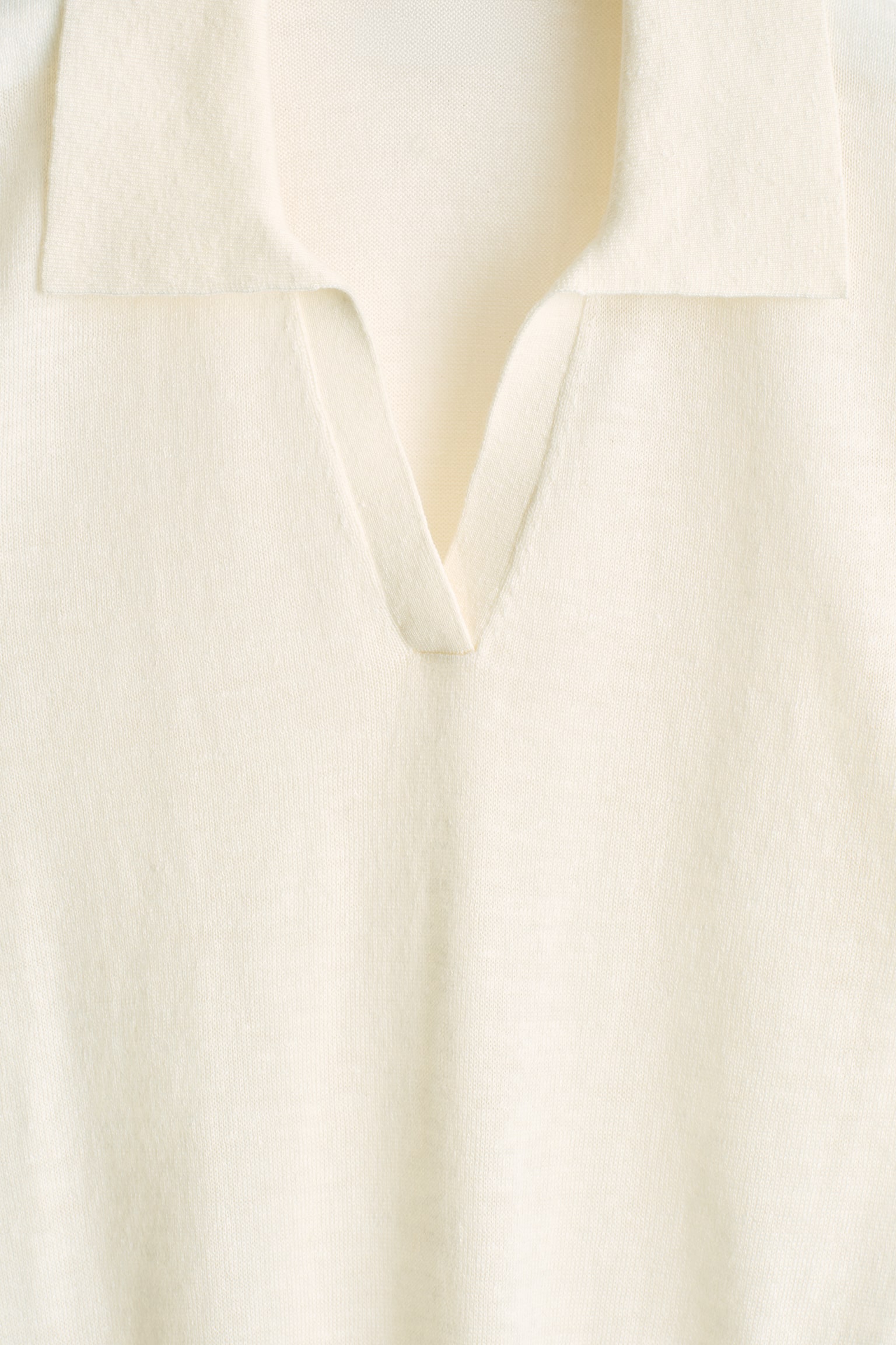 STICKAD TRÖJA MED KRAGE I LINNE OCH MERINOULL - KRÄM/BLÅ - 6