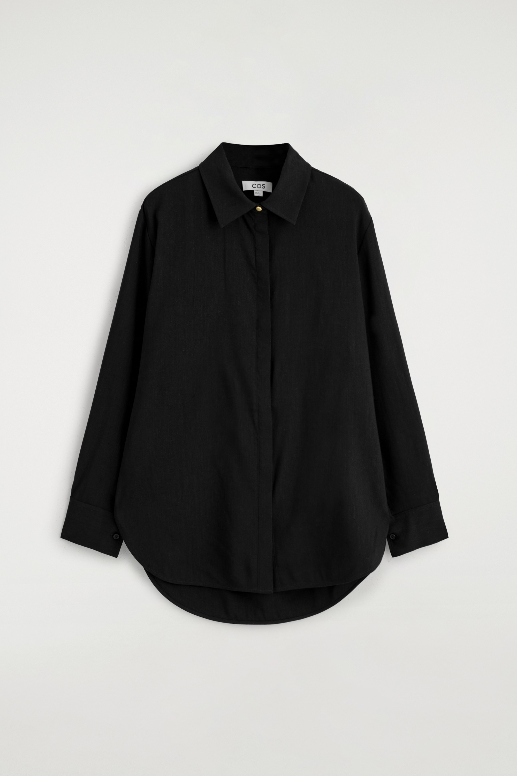 LONGLINE LINEN SHIRT - שחור