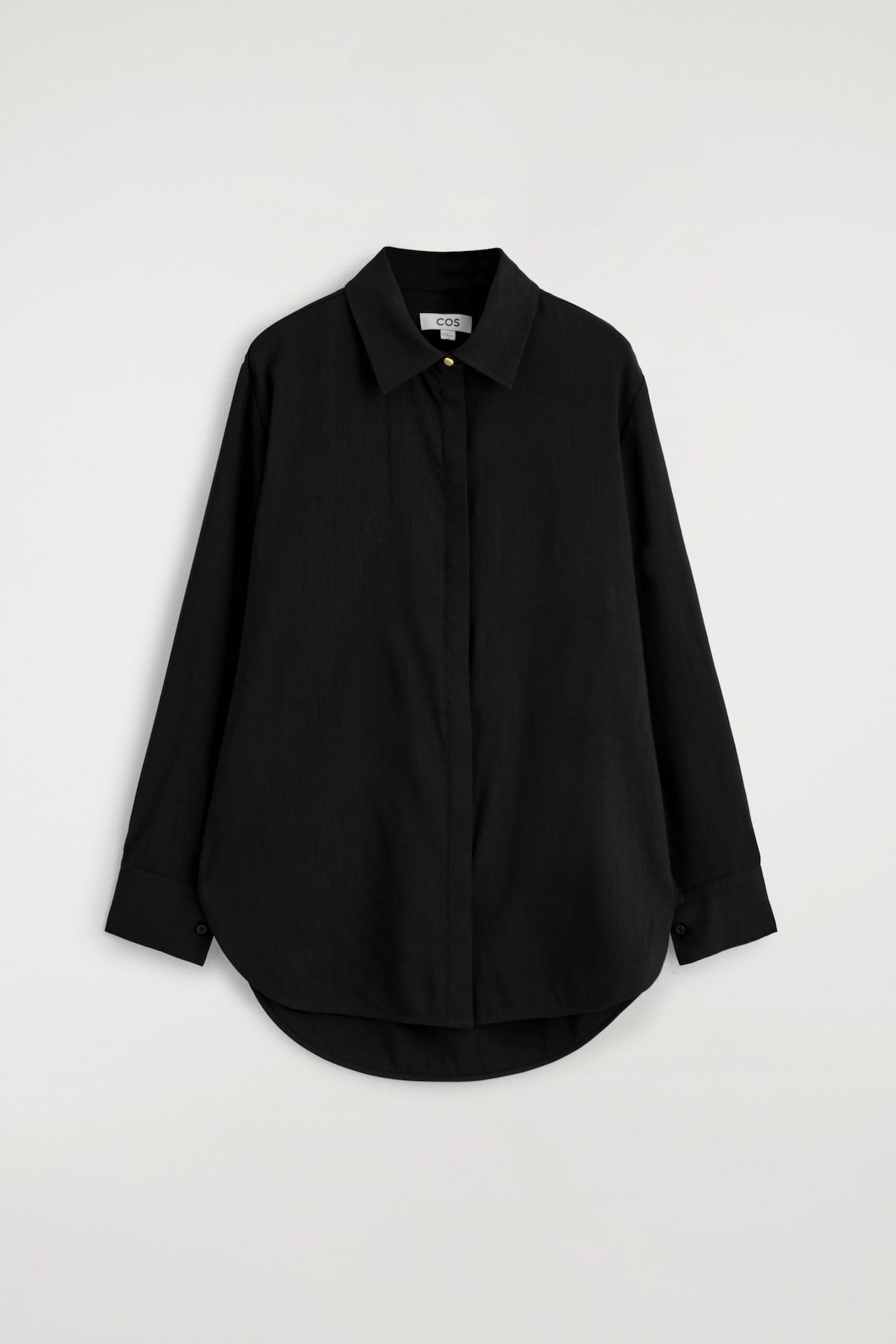 LONGLINE LINEN SHIRT — BLACK