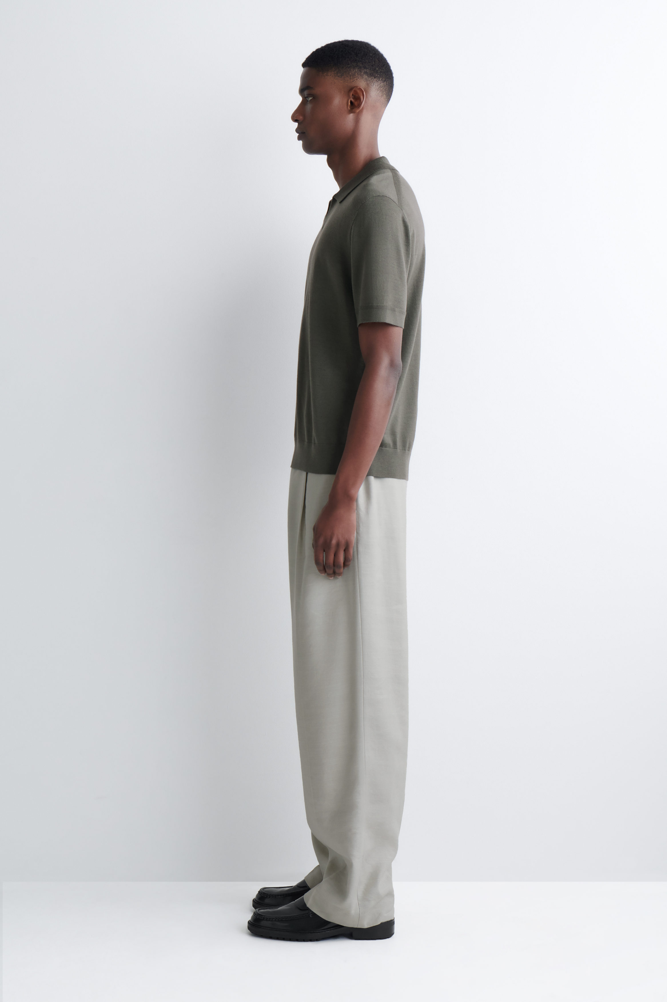 OPEN-COLLAR MERINO WOOL POLO SHIRT - thumbnail 8