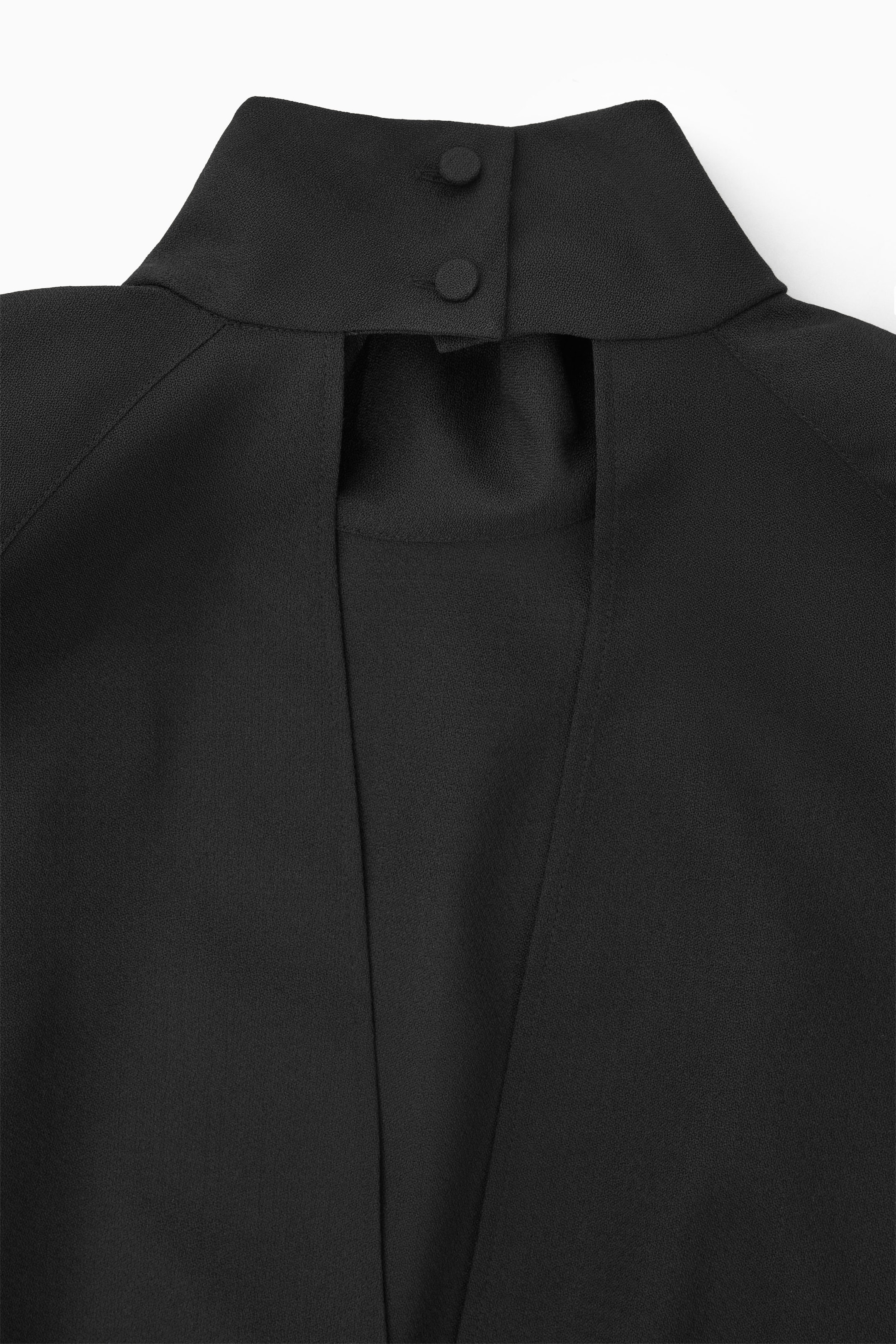 POWER-SHOULDER OPEN-BACK WAISTED WOOL TOP