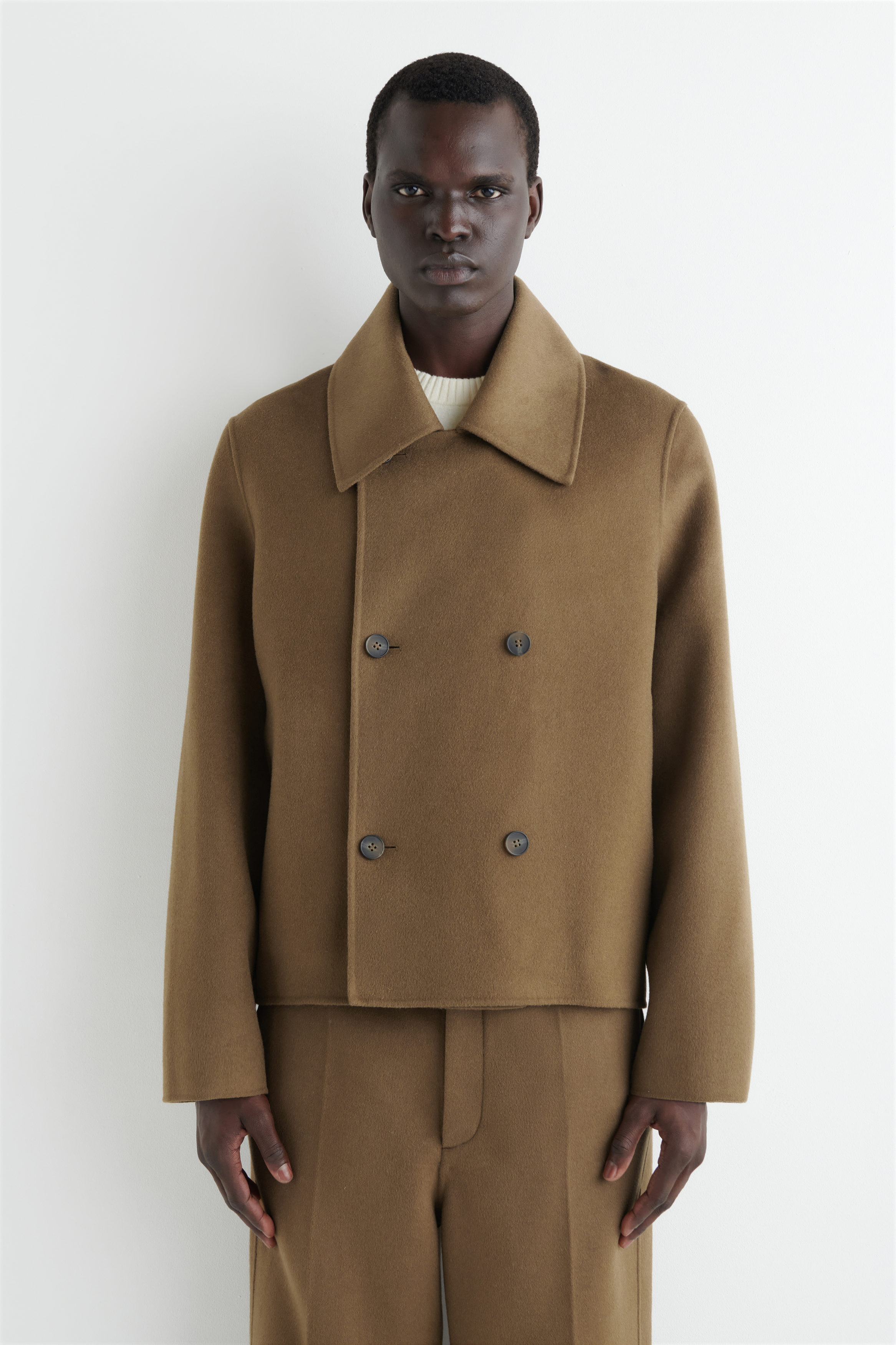DOUBLE-FACED WOOL PEA COAT - CARAMEL | COS